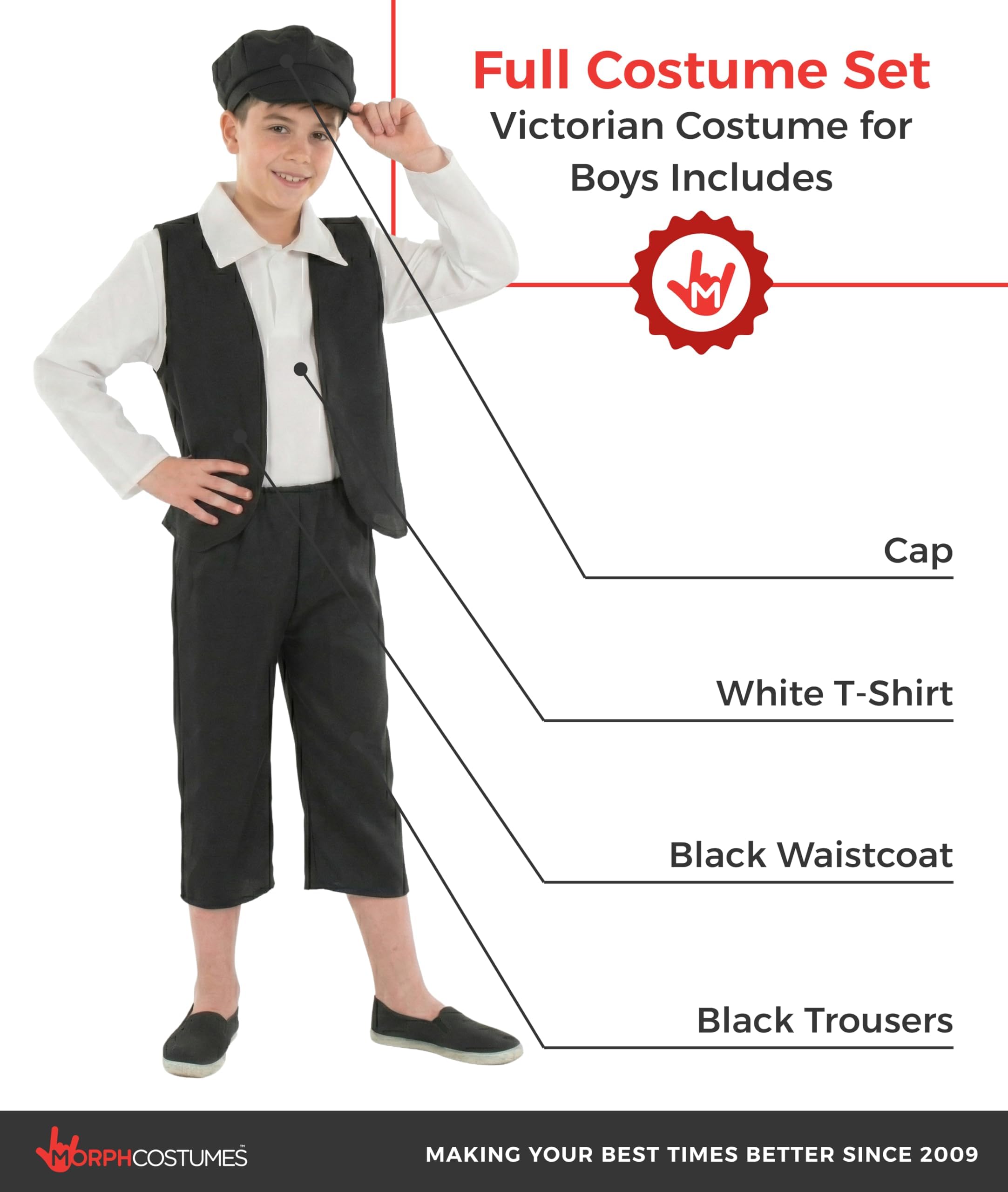 fun shack Victorian Boy Costume, Kids Historical Outfit, Boys Period Attire, Victorian Style Dress-Up - Image 2