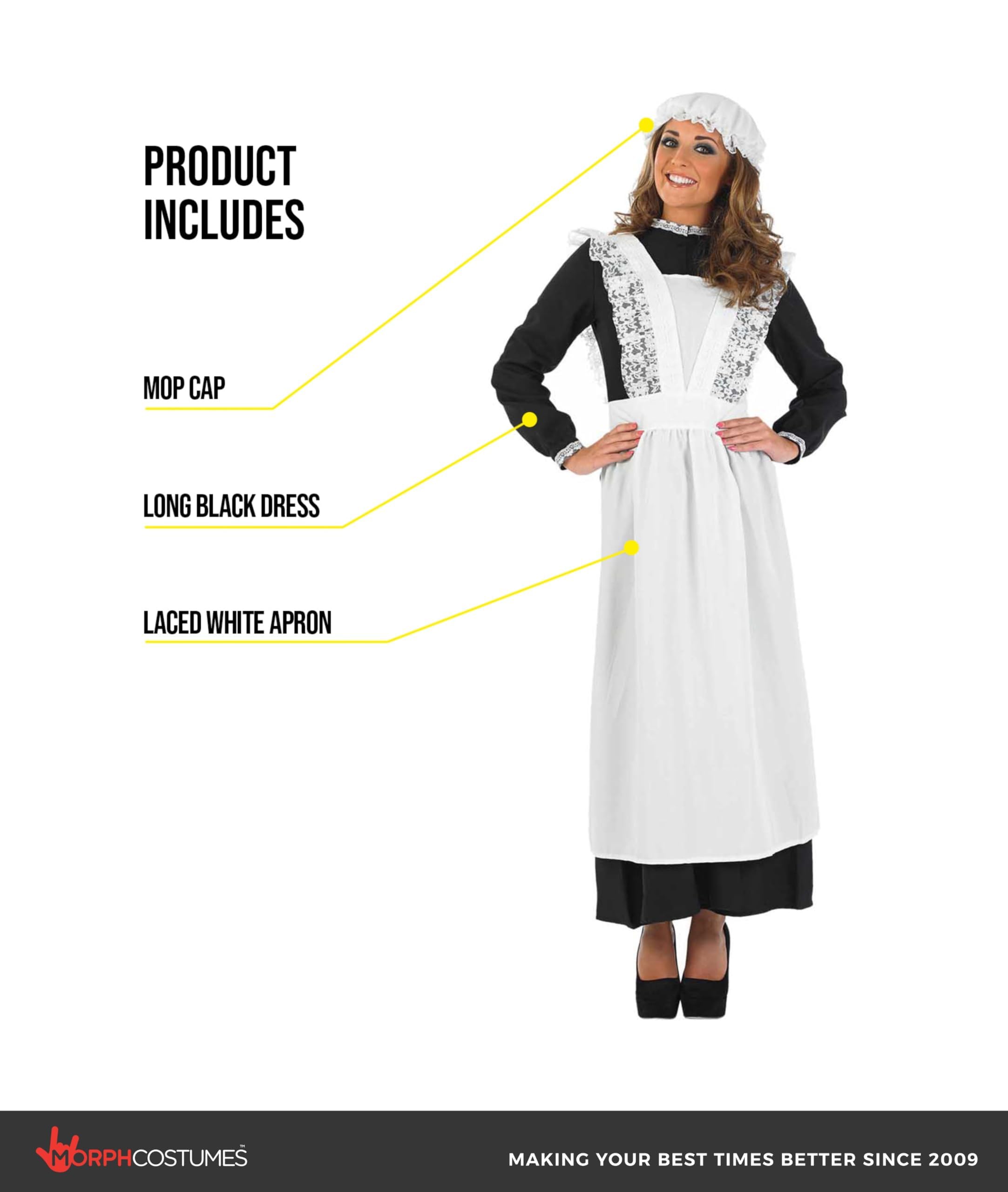fun shack Victorian Maid Costume, Long Sleeve Dress for Women, Elegant Maid Outfit, Classic Victorian Style - Image 2
