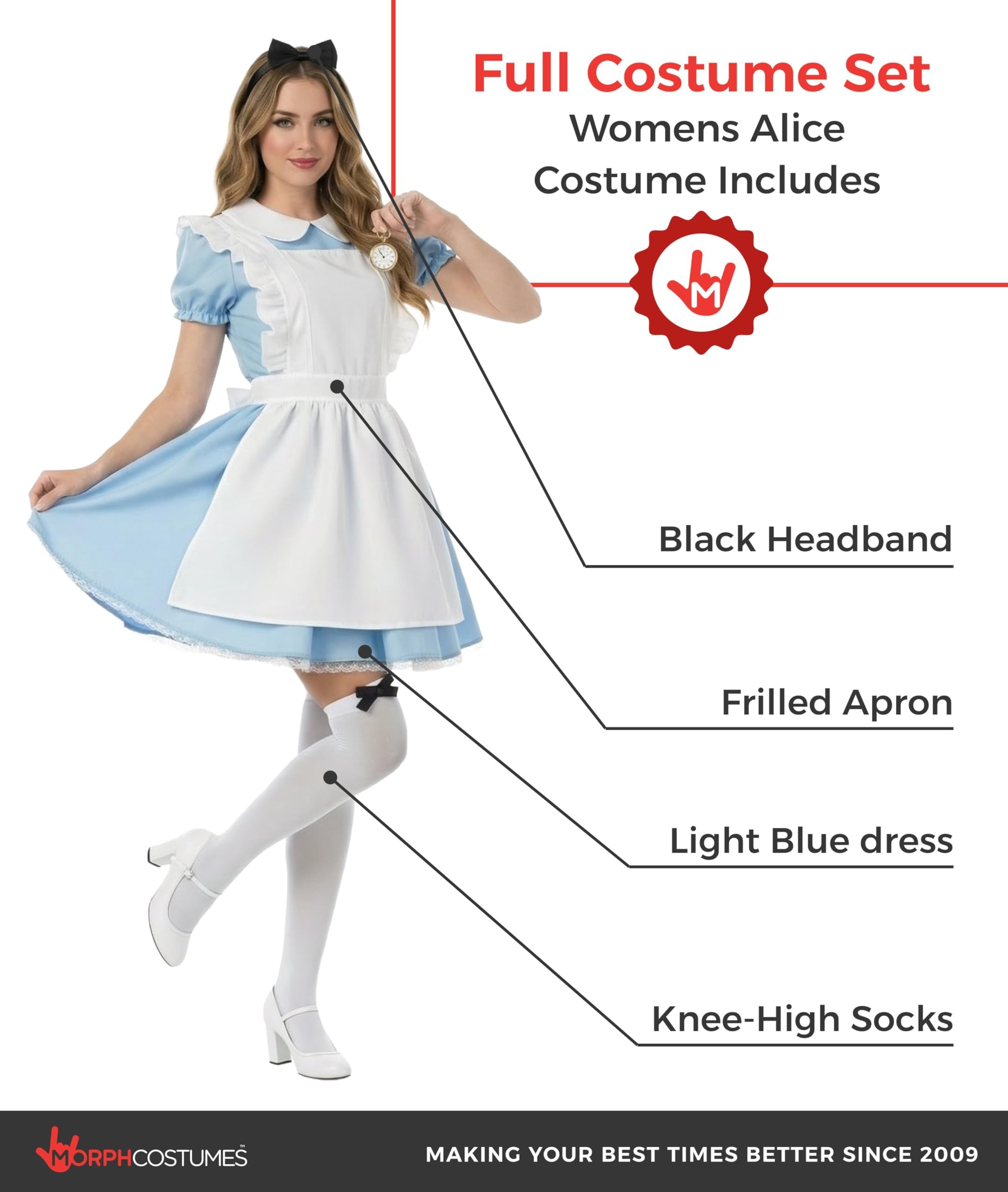 fun shack Womans Alice Costume, Alice Costume for Women, Fairy Tale Costumes, Halloween Costumes for Women Adult - Image 2