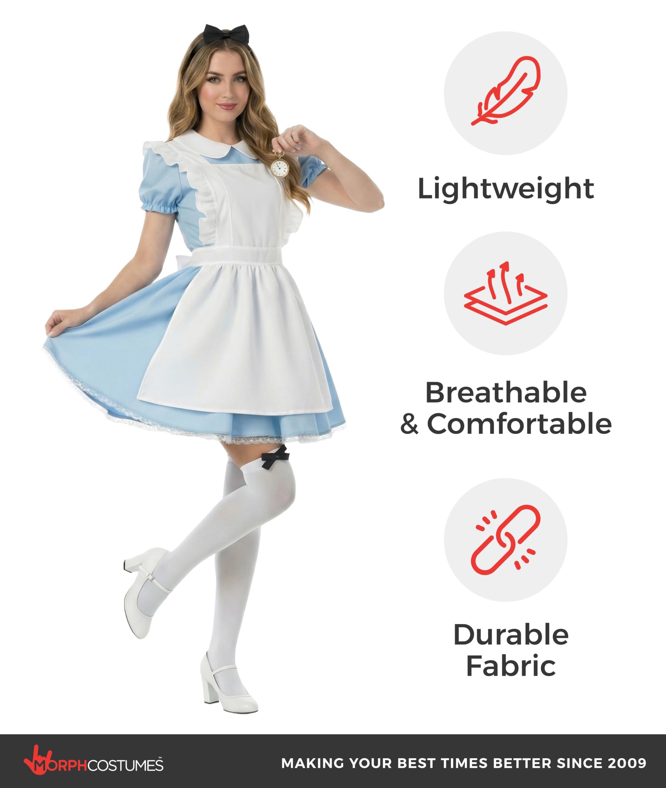 fun shack Womans Alice Costume, Alice Costume for Women, Fairy Tale Costumes, Halloween Costumes for Women Adult - Image 7