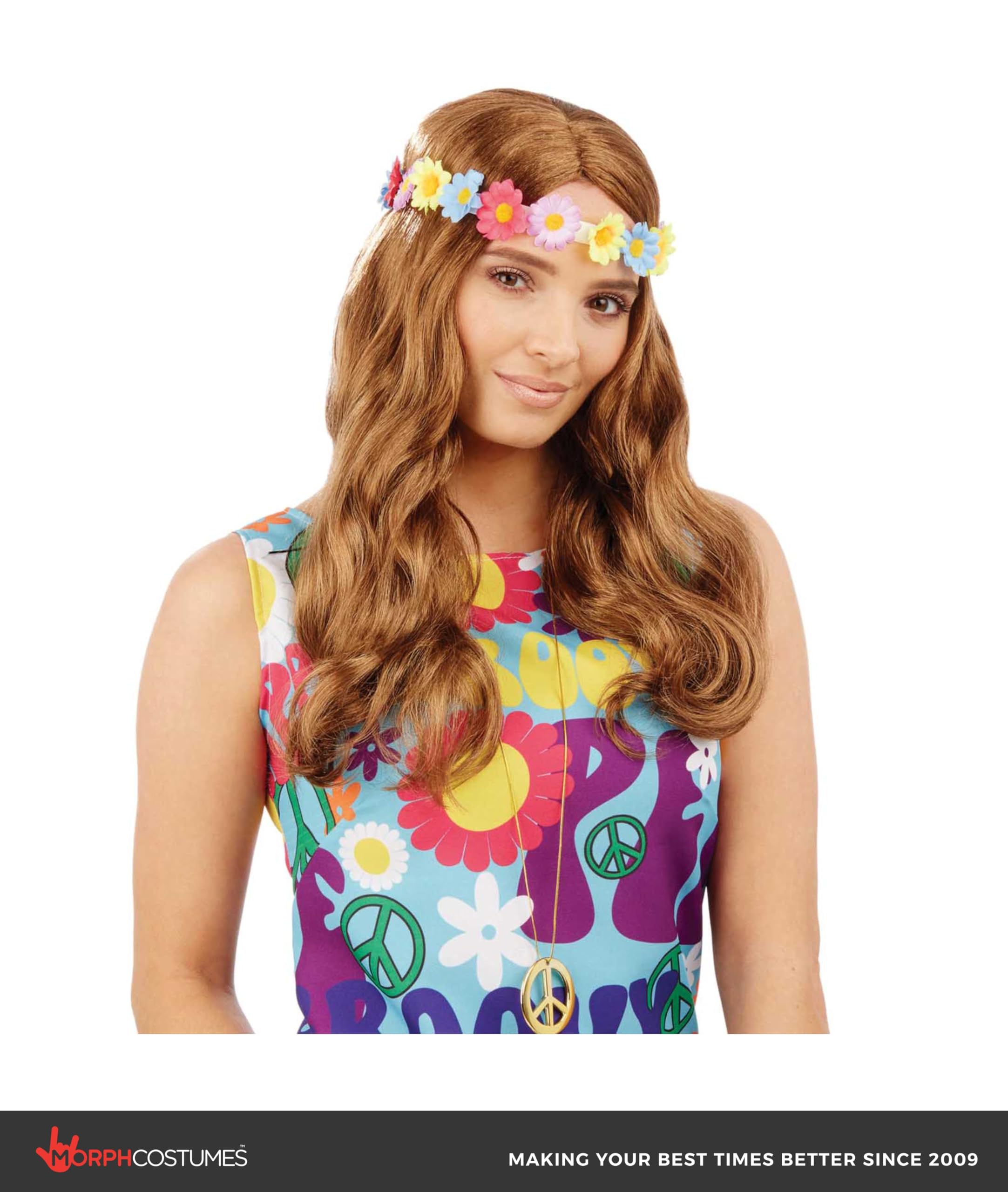 Fun Shack Women's Adult Costume, Floral Hippie Wig, One Size - Image 2