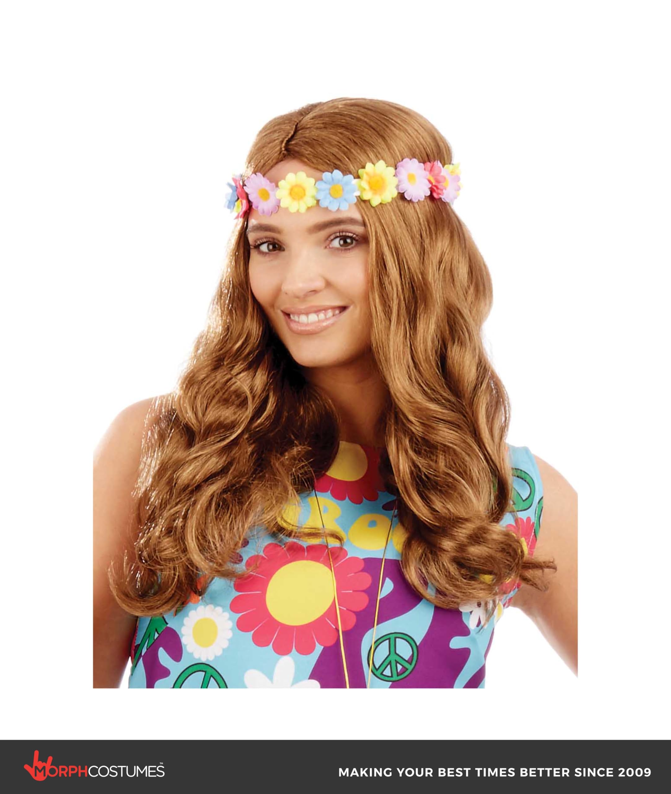 Fun Shack Women's Adult Costume, Floral Hippie Wig, One Size - Image 3