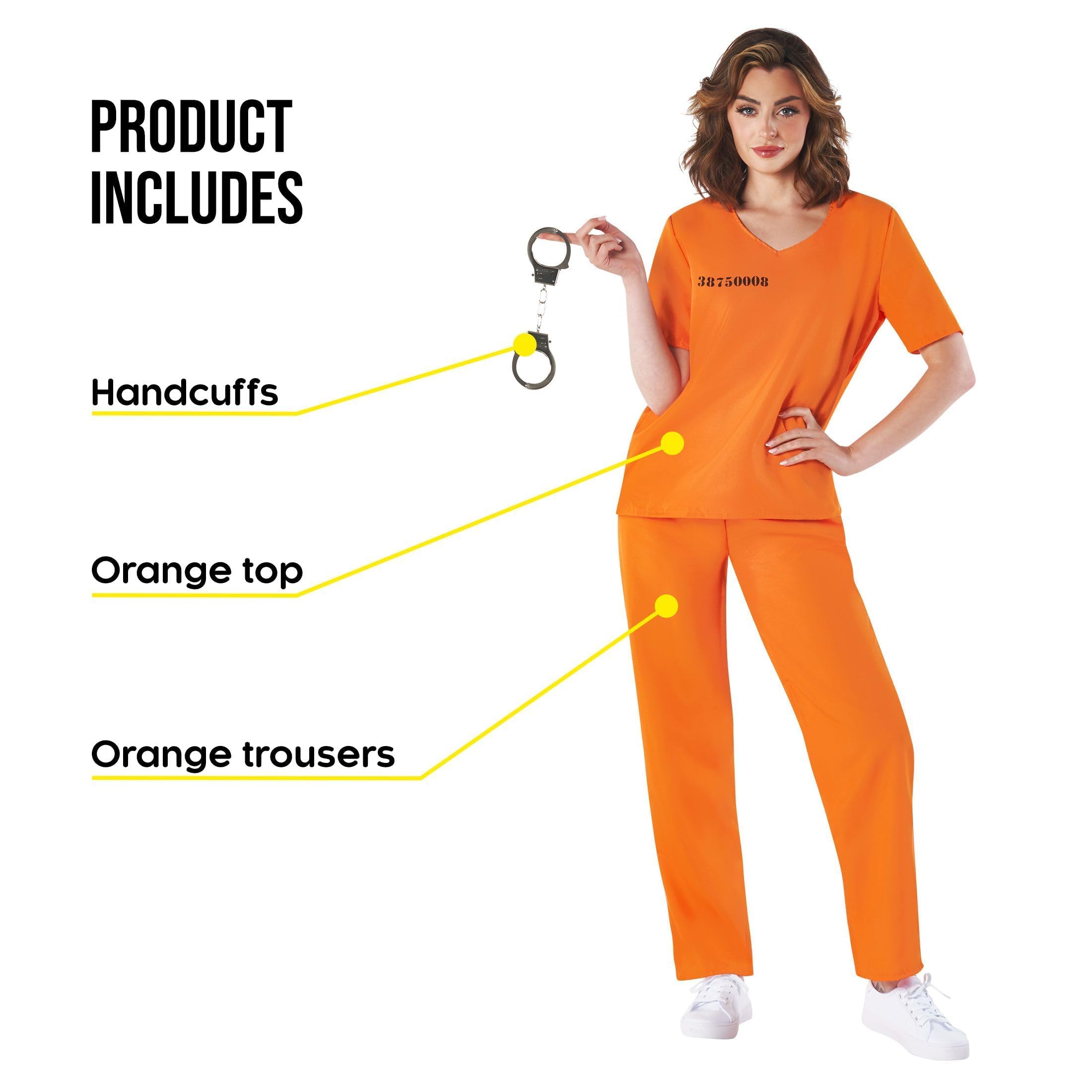 fun shack Women's Prisoner Costume, Inmate Outfit for Women, Jail Costume for Halloween, Costumes for Women - Image 2