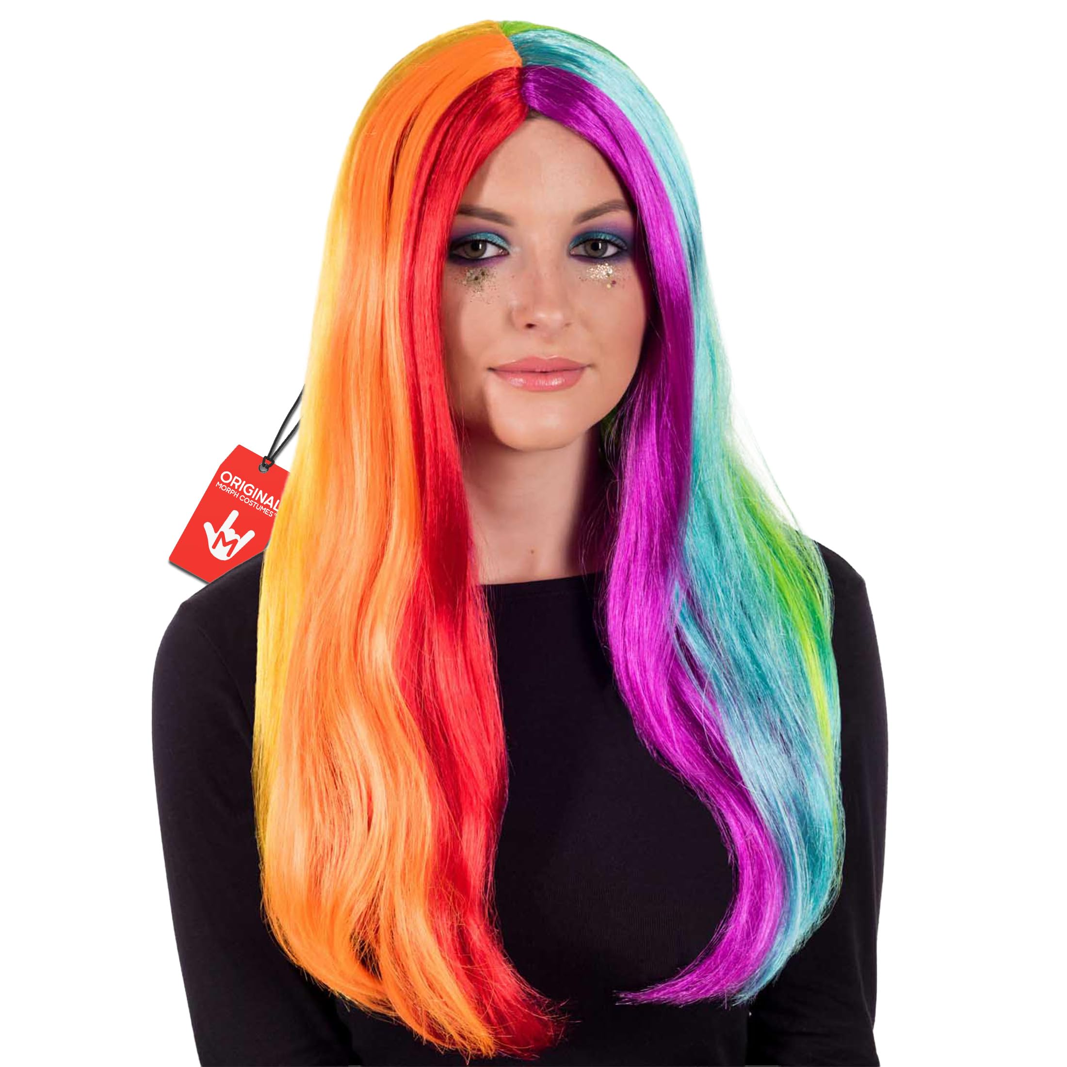 Fun Shack Women's, Wavy Rainbow Wig