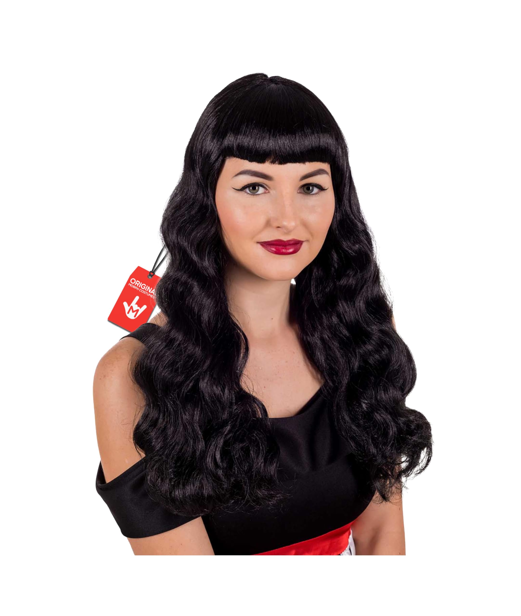 fun shack Womens 1950s Wig Retro Rock n Roll Vintage Long Black Wavy Hair Accessory One Size