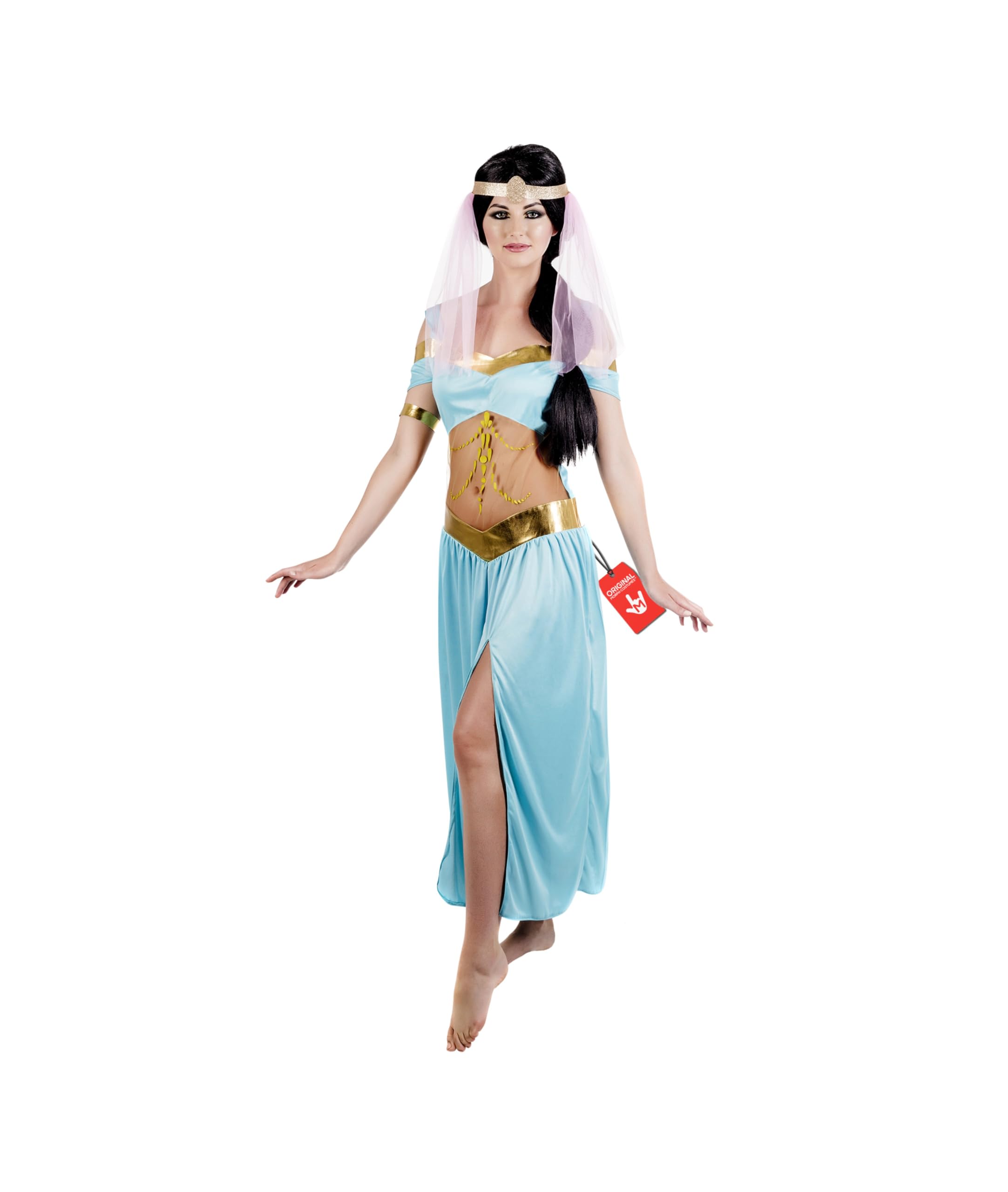 fun shack Womens Arabian Princess Costume Adults Harem Genie Blue Dress Outfit