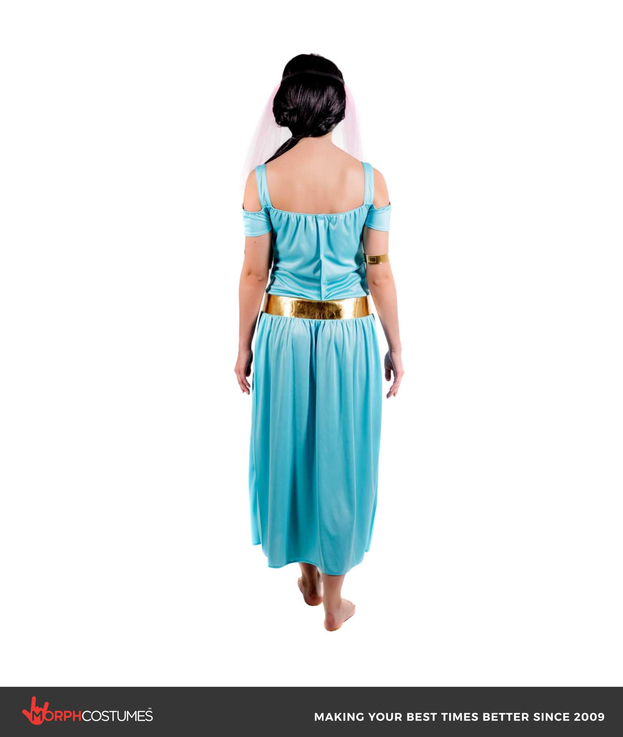 fun shack Womens Arabian Princess Costume Adults Harem Genie Blue Dress Outfit - Image 2