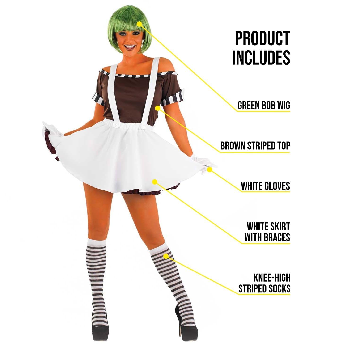 fun shack Womens Chocolate Factory Costume, Book Character Costumes for Adults, Womens Halloween Costumes - Image 2