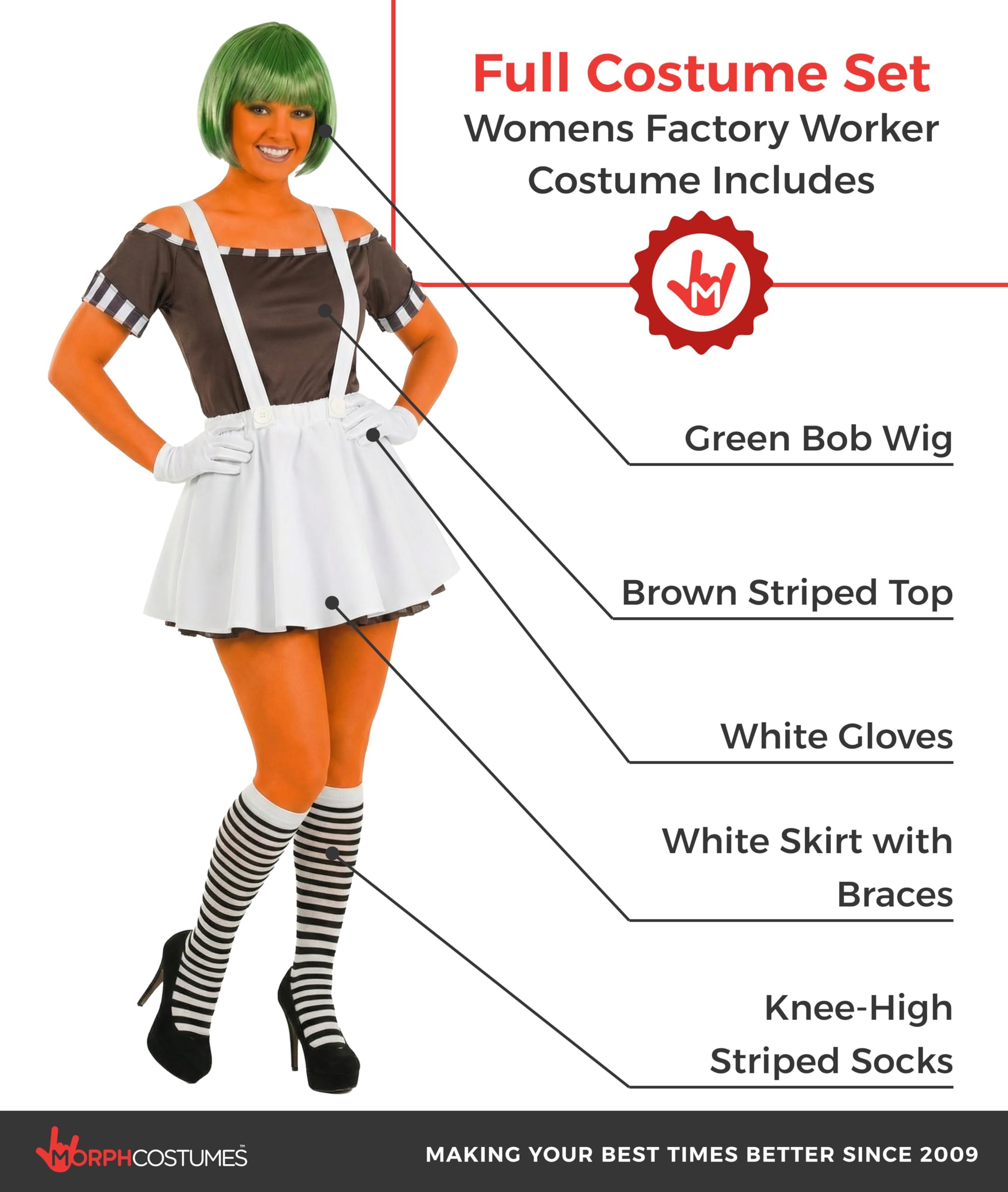fun shack Womens Chocolate Factory Costume, Book Character Costumes for Adults, Womens Halloween Costumes - Image 7