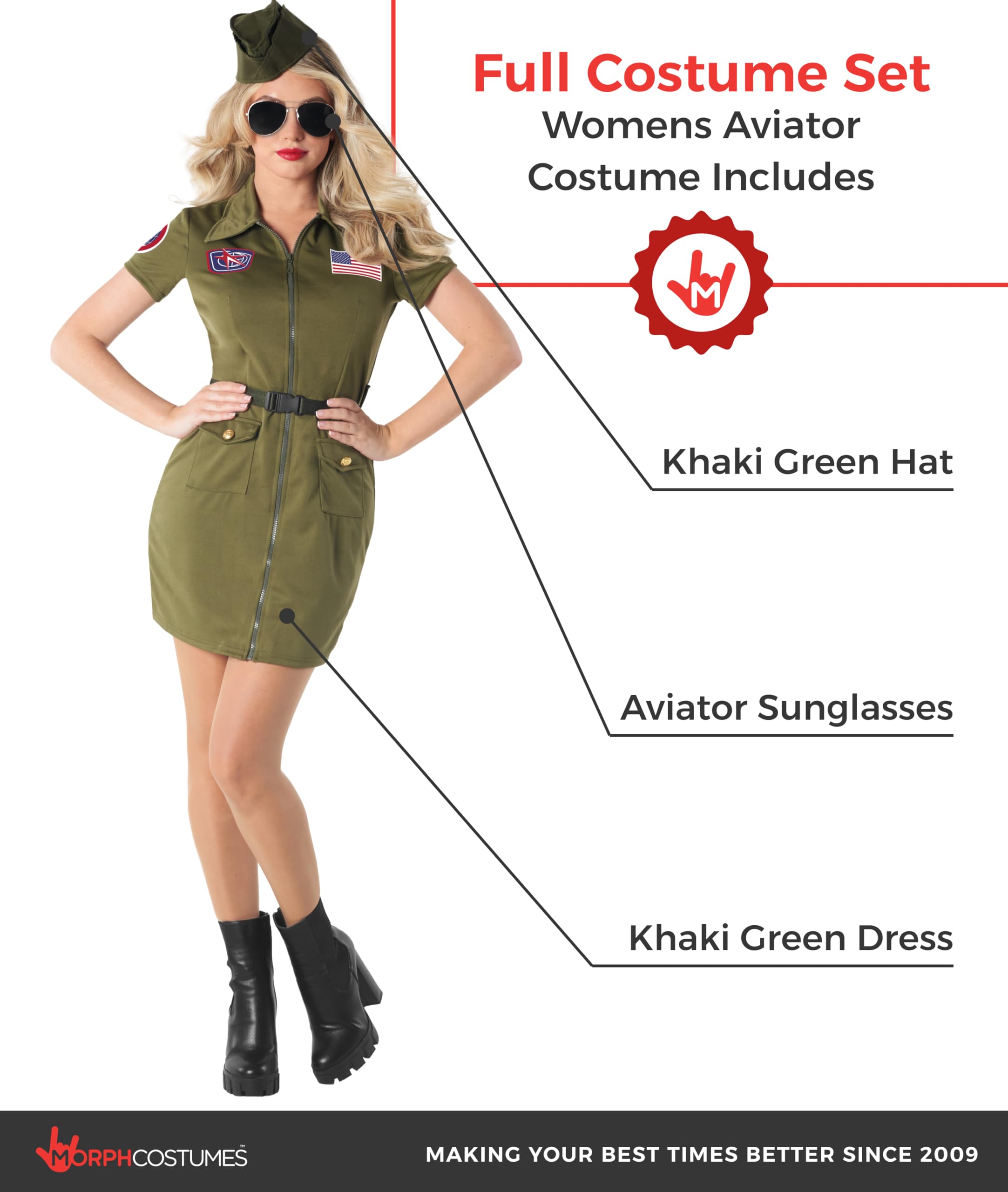 fun shack Womens Fighter Pilot Costume, Flight Attendant Costumes Women, Halloween Costume Women, Pilot Costumes Womans - Image 2