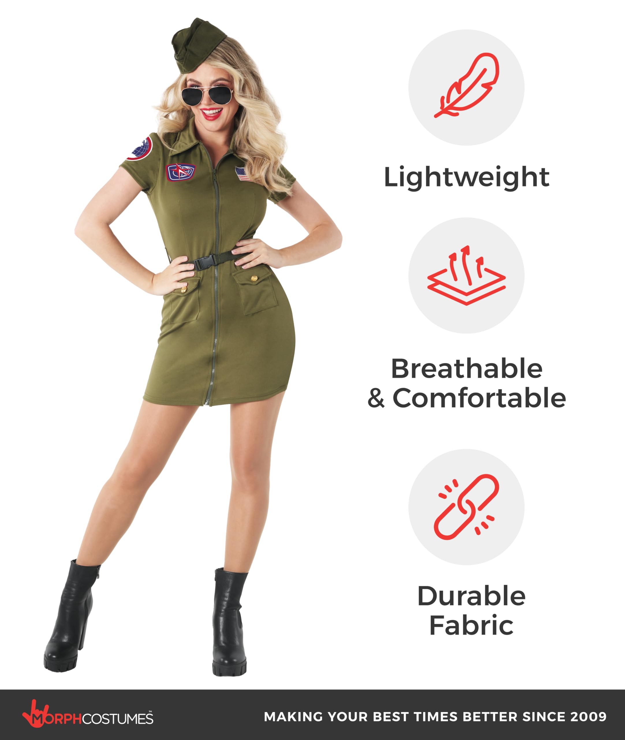 fun shack Womens Fighter Pilot Costume, Flight Attendant Costumes Women, Halloween Costume Women, Pilot Costumes Womans - Image 7