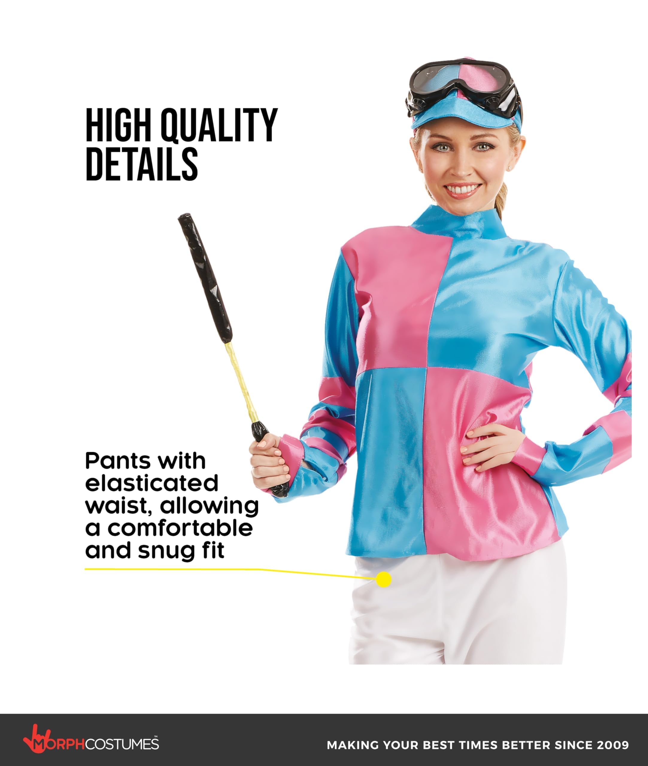 fun shack Womens Jockey Costume, Horse Jockey Outfit, Equestrian Halloween Costume for Women, Racing Attire - Image 3