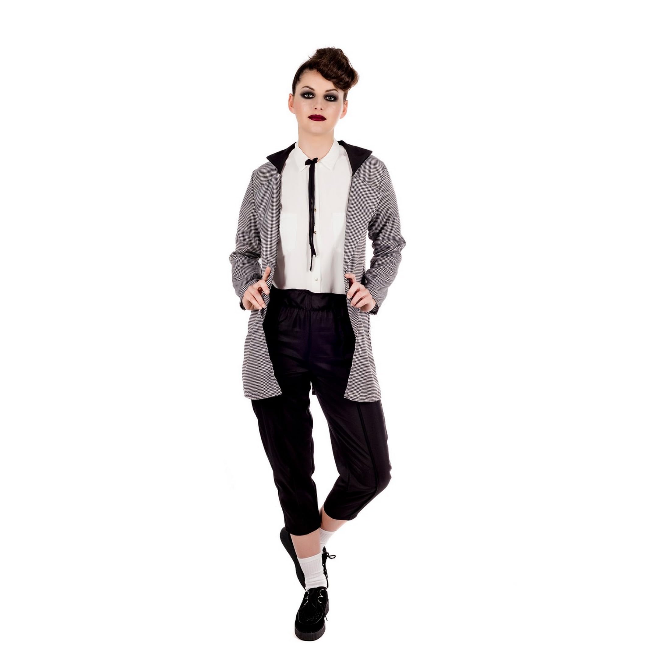 fun shack Womens Teddy Girl Costume Adults 50s Rock N Roll Black & White Outfit