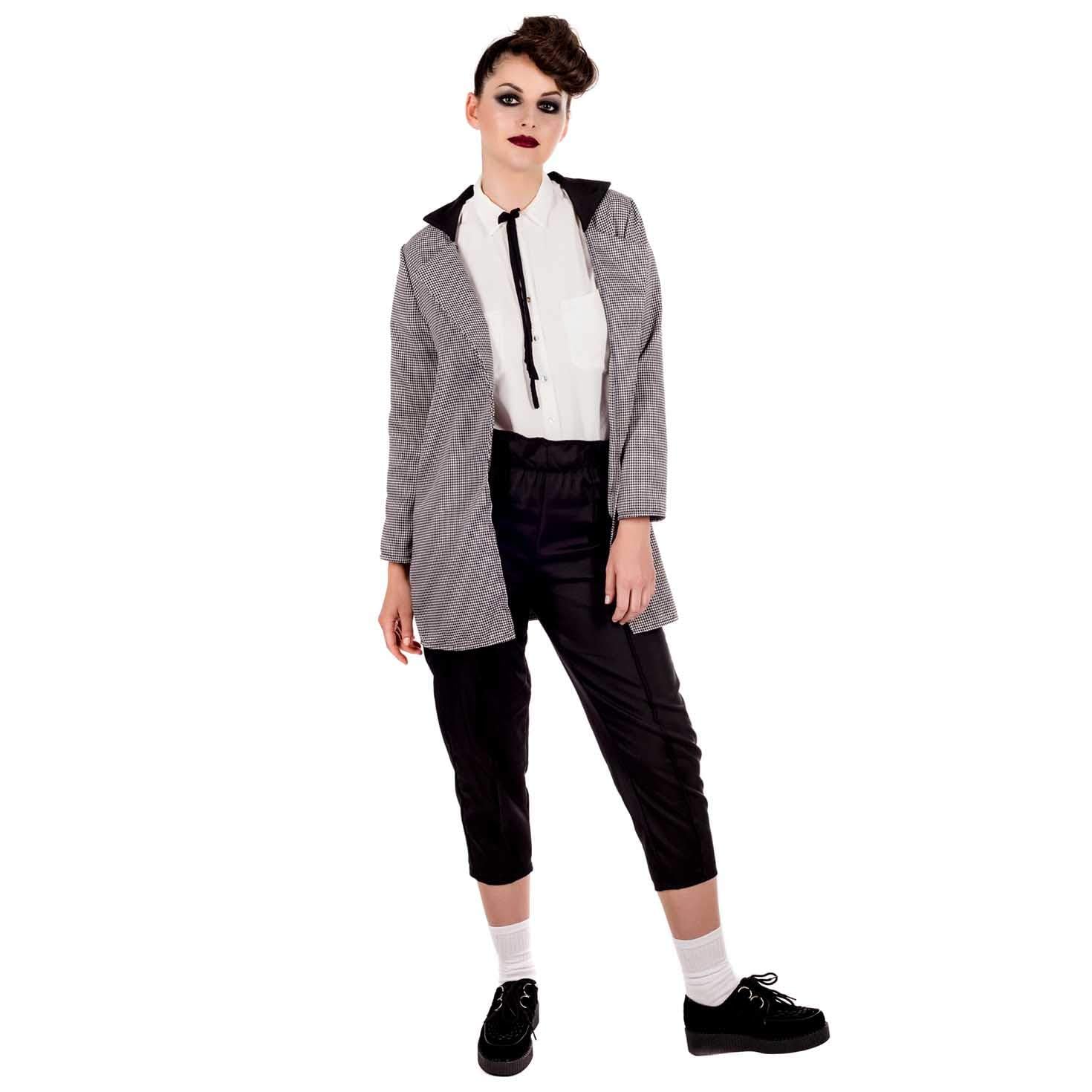 fun shack Womens Teddy Girl Costume Adults 50s Rock N Roll Black & White Outfit - Image 4