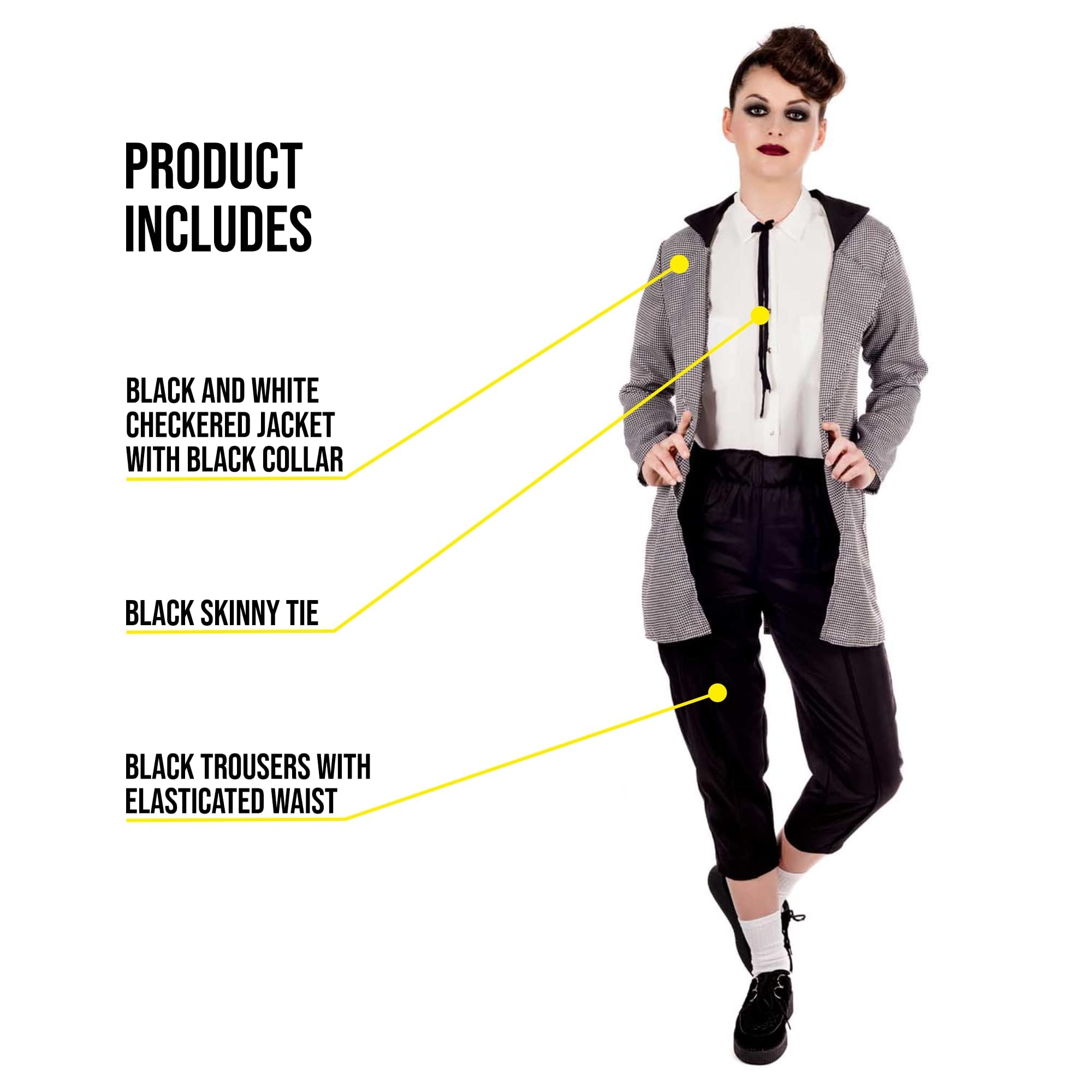 fun shack Womens Teddy Girl Costume Adults 50s Rock N Roll Black & White Outfit - Image 5
