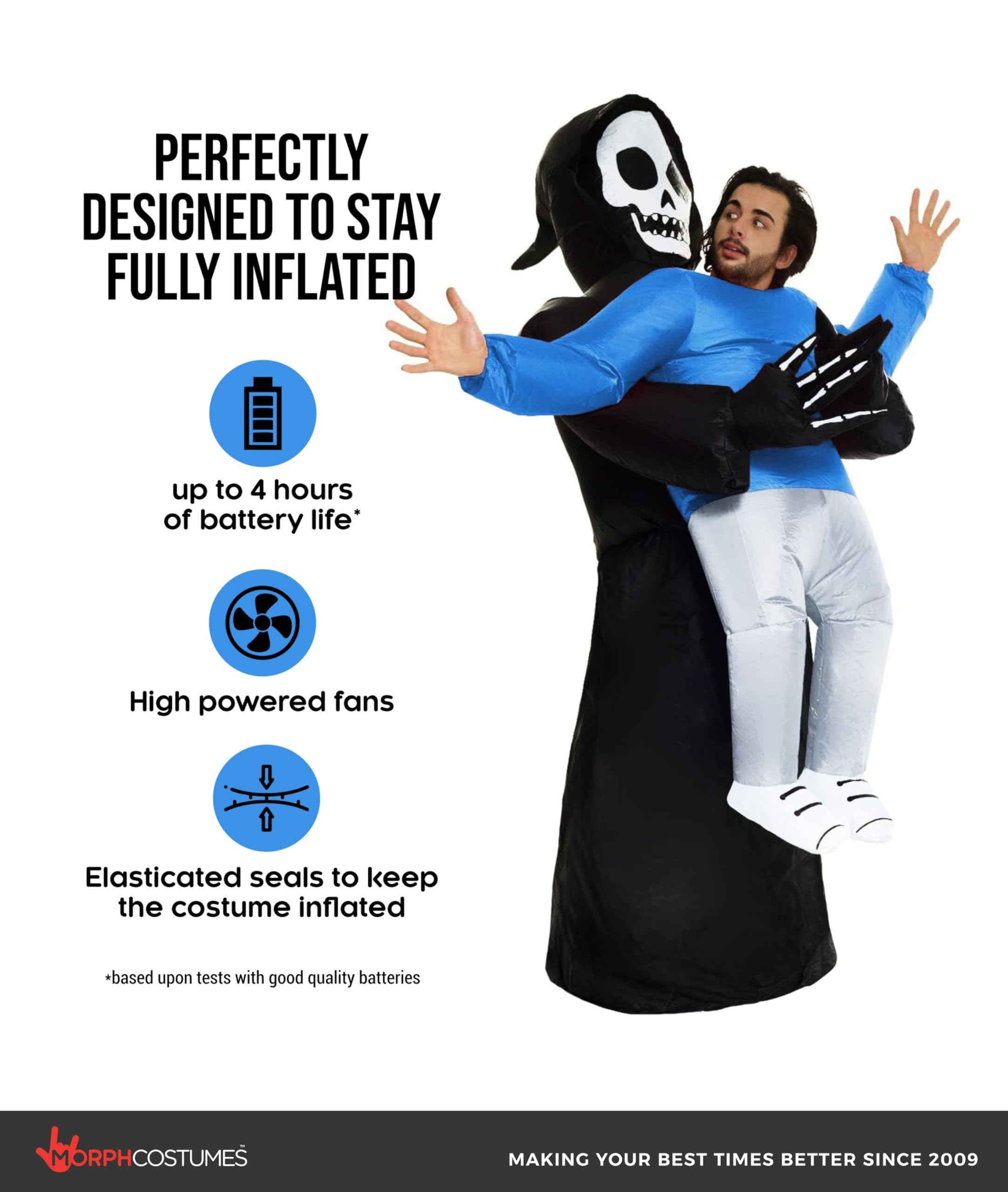 Grim Reaper Pick Me Up Inflatable Costume - Great Illusion Fancy Dress Outfit One size fits most - Image 2