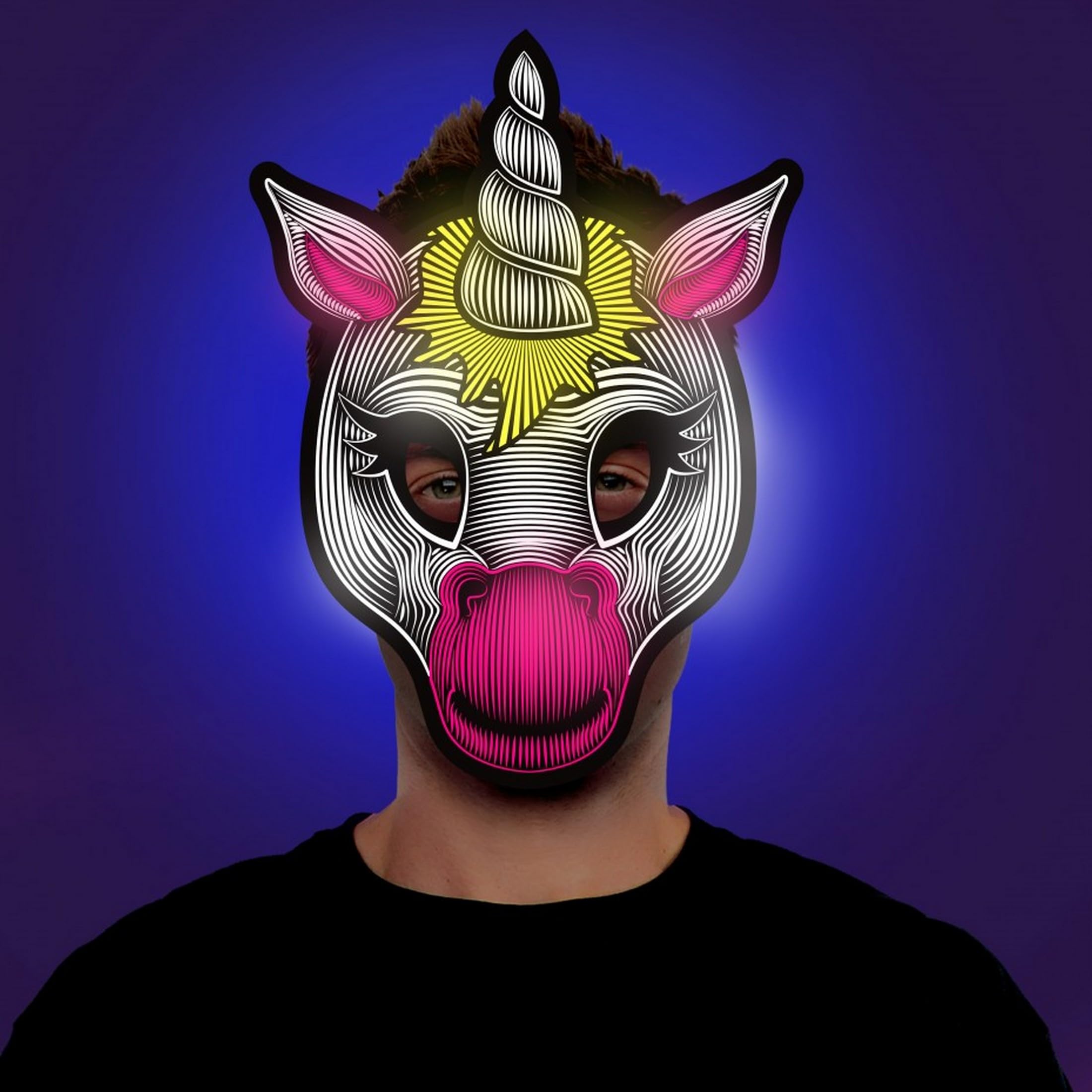 MC Light Up Halloween Costume Unicorn Screaming Mask