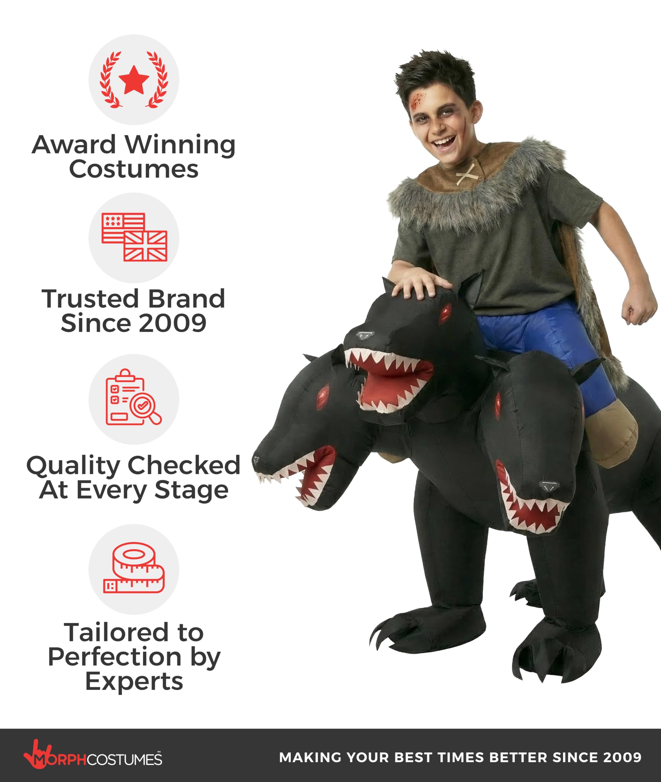Morph 3 Head Dog Costume, Inflatable Dog Costume Kids, Blow Up Dogs Costumes, Boys Halloween Costumes - Image 5