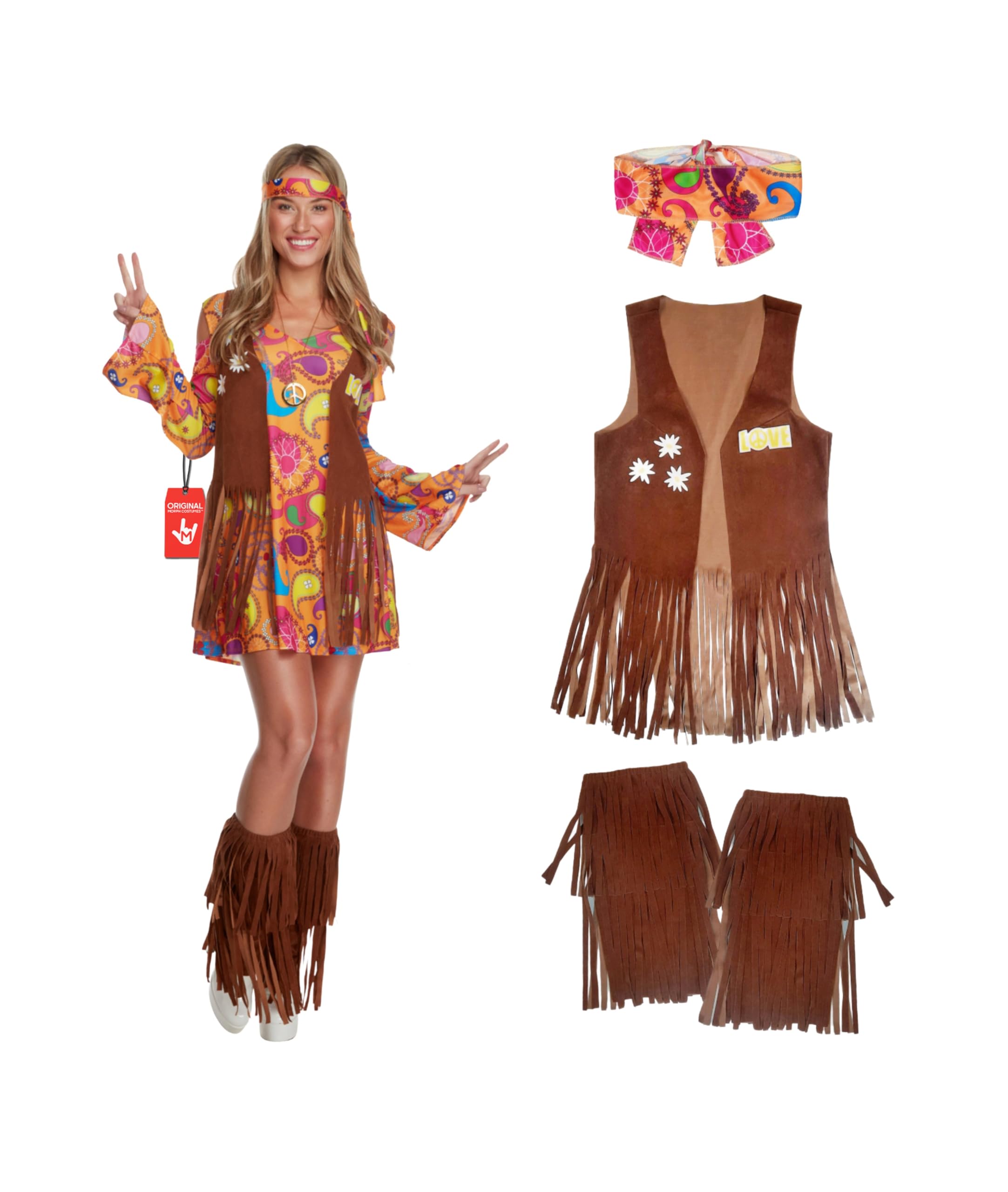 Morph 70s Costumes for Women, Hippie Costume Women, 60's Outfits for Womens, Womens Hippie Costumes