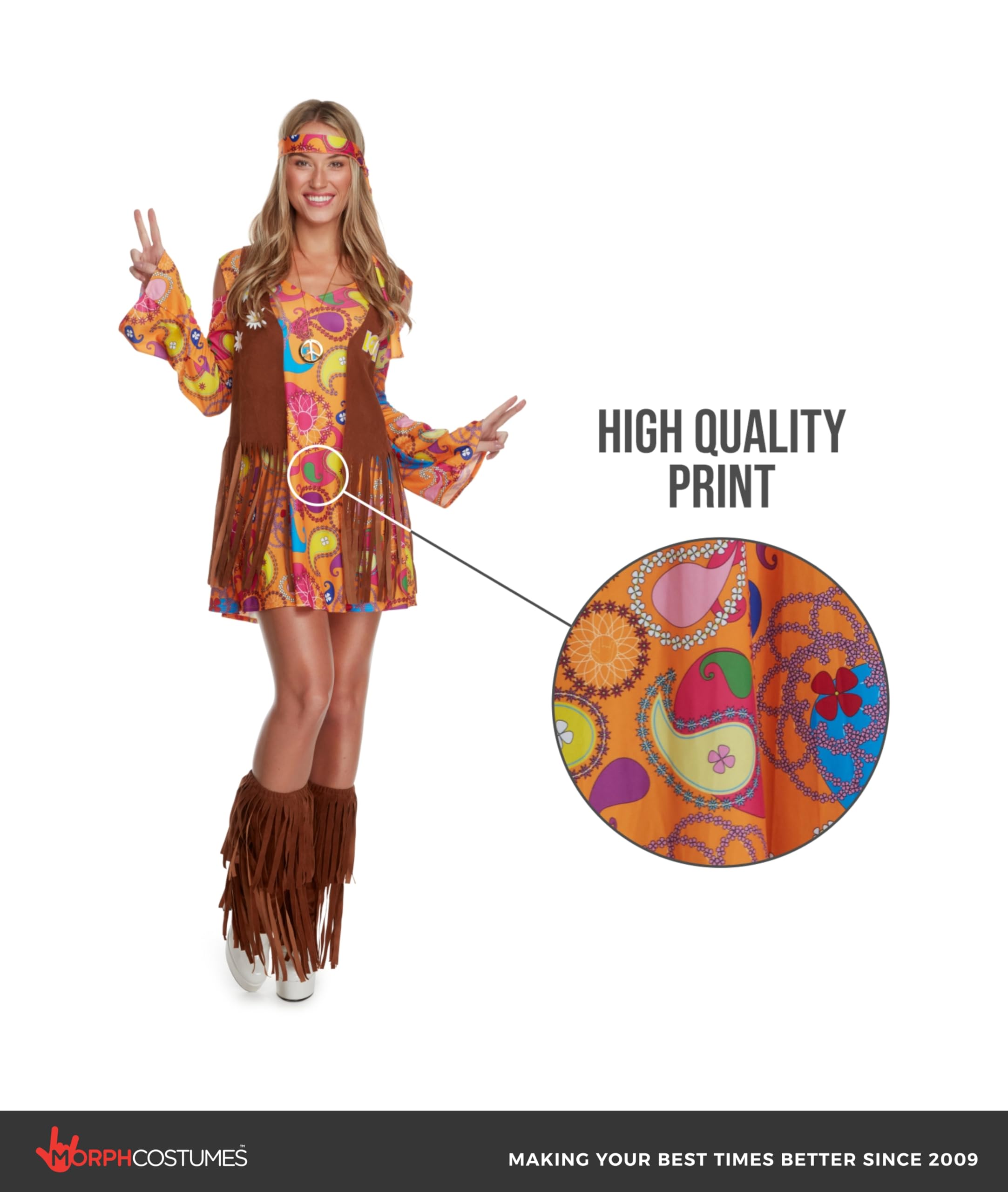 Morph 70s Costumes for Women, Hippie Costume Women, 60's Outfits for Womens, Womens Hippie Costumes - Image 3