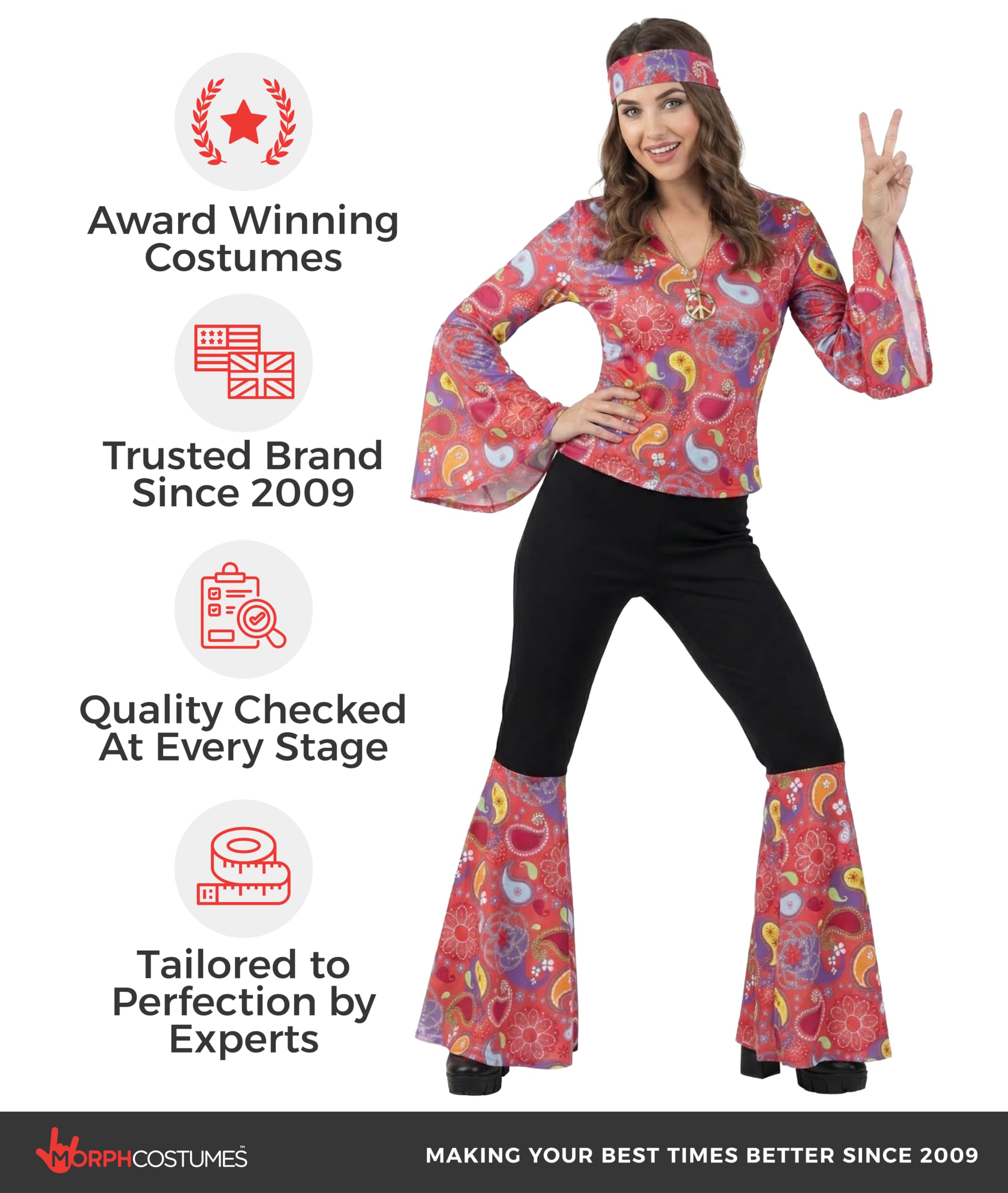 Morph 70s Disco Outfits for Women, Disco Costume Women, 70s Outfits for Womens, Hippie Costume Womens - Image 5