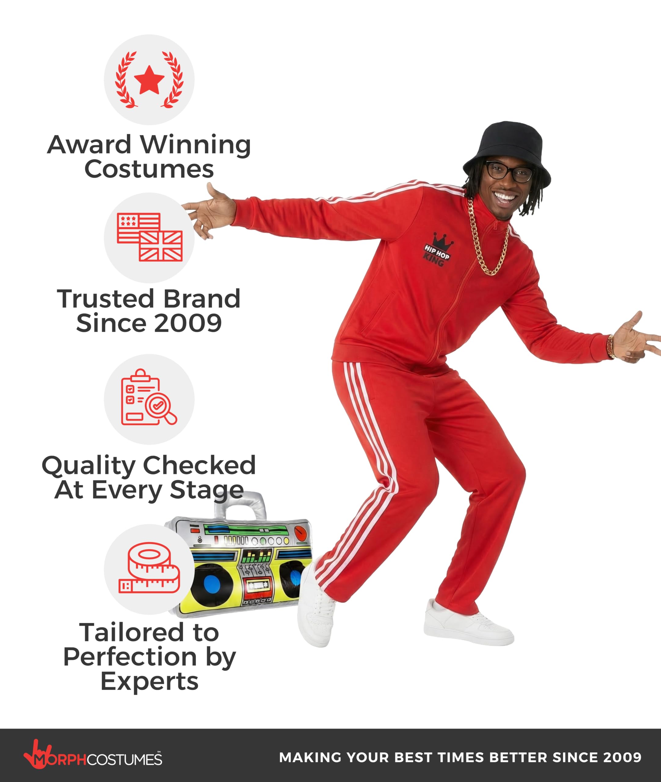 Morph 80s Costumes For Men, Rapper Costume Adults, 90s Costumes For Men, Mens Rapper Halloween Costume - Image 6