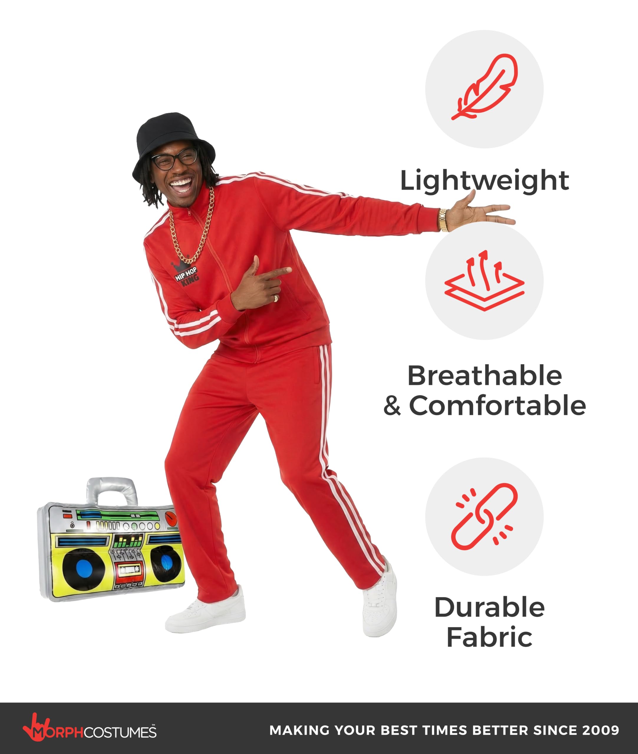 Morph 80s Costumes For Men, Rapper Costume Adults, 90s Costumes For Men, Mens Rapper Halloween Costume - Image 7