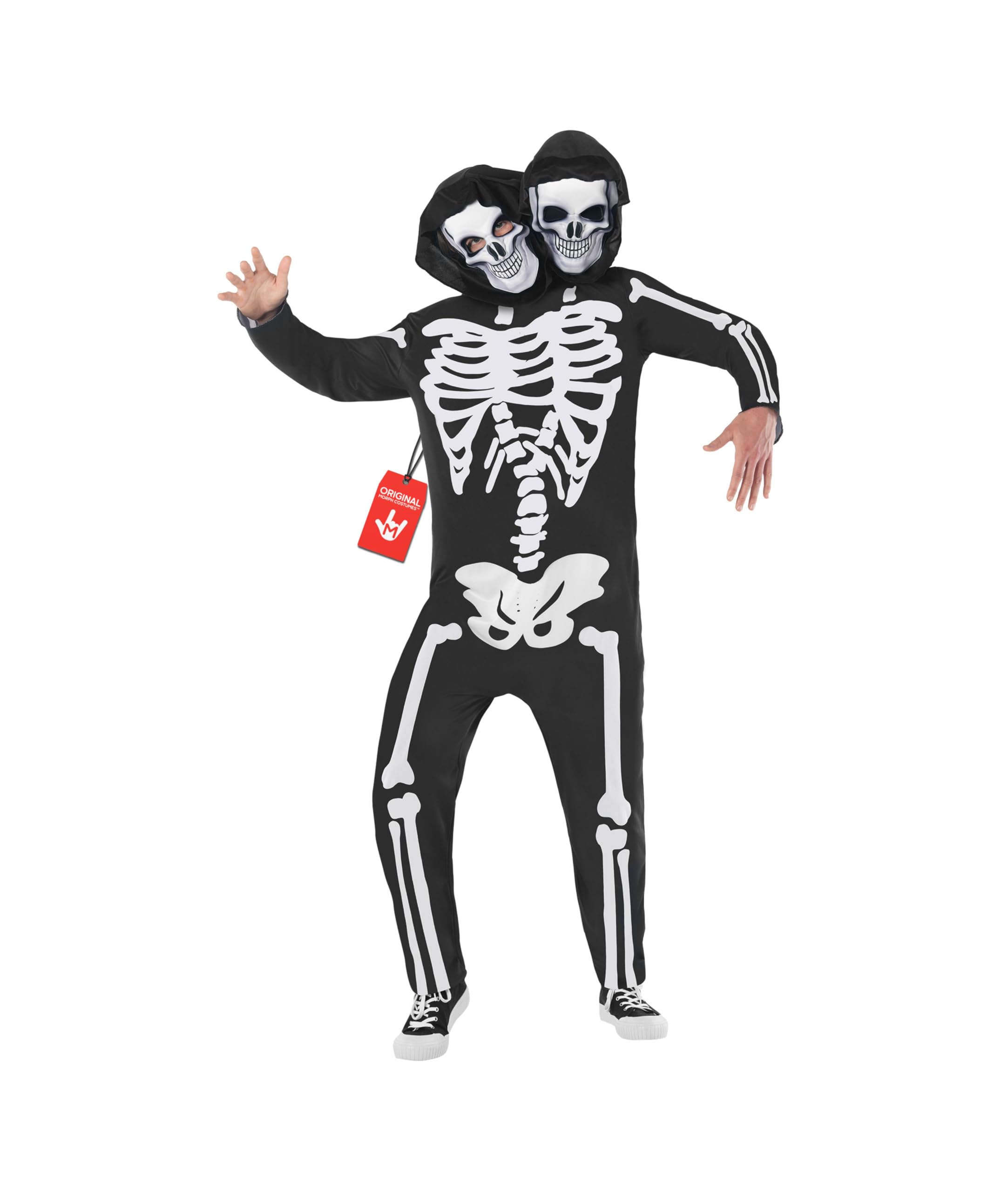 Morph Adult Skeleton Costume - 2-headed Mens Skeleton Costume for Adults
