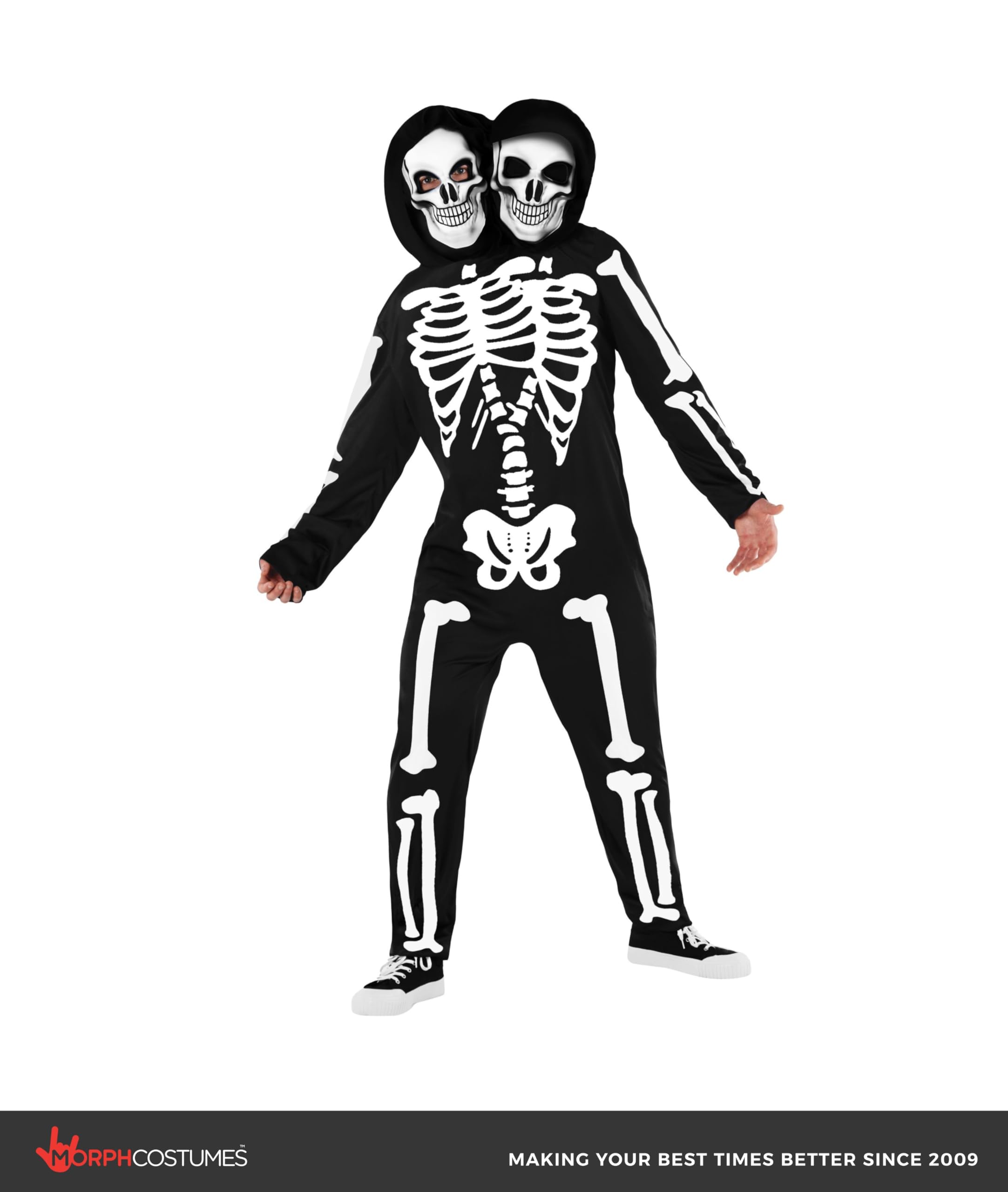 Morph Adult Skeleton Costume - 2-headed Mens Skeleton Costume for Adults - Image 4