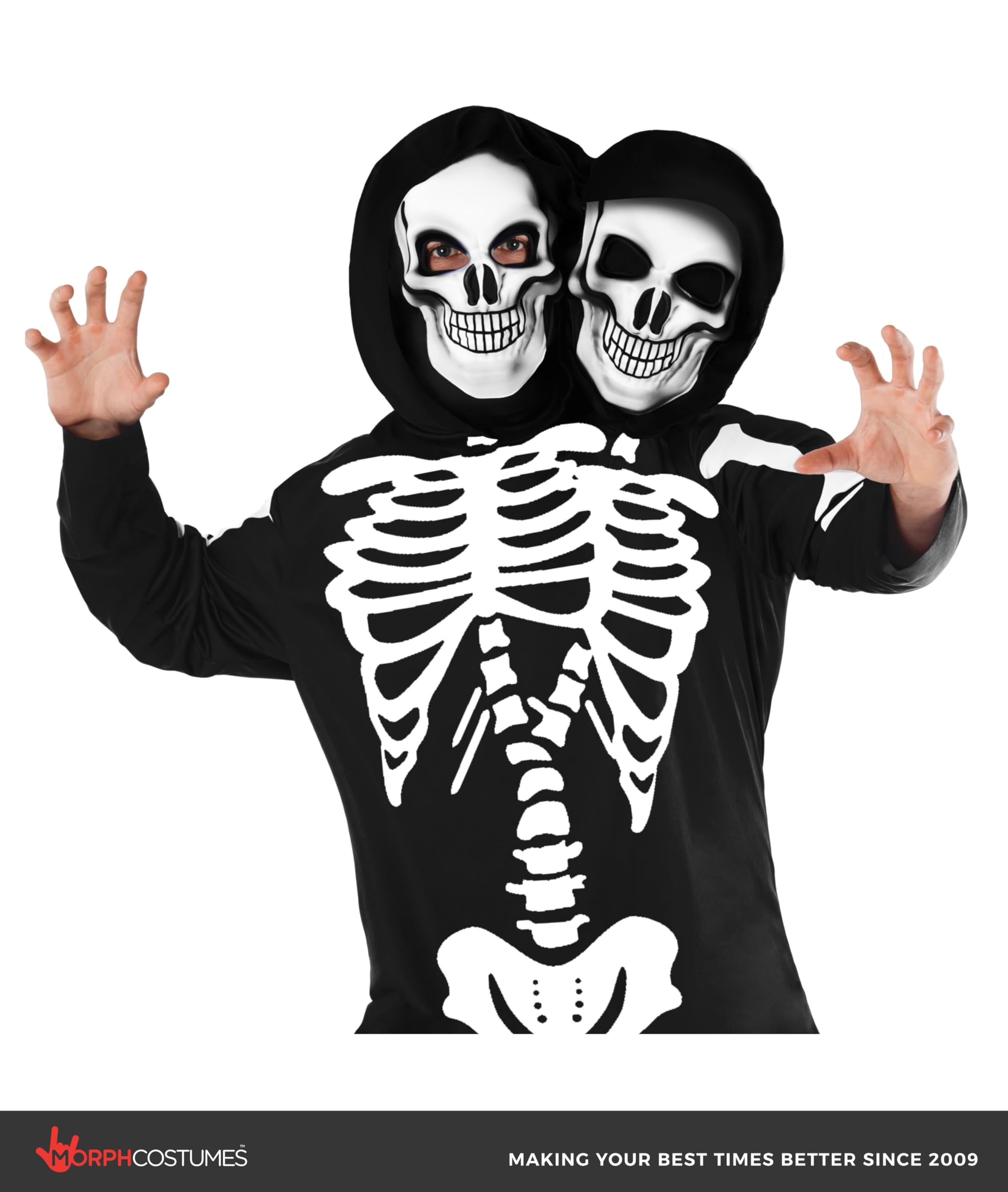 Morph Adult Skeleton Costume - 2-headed Mens Skeleton Costume for Adults - Image 5