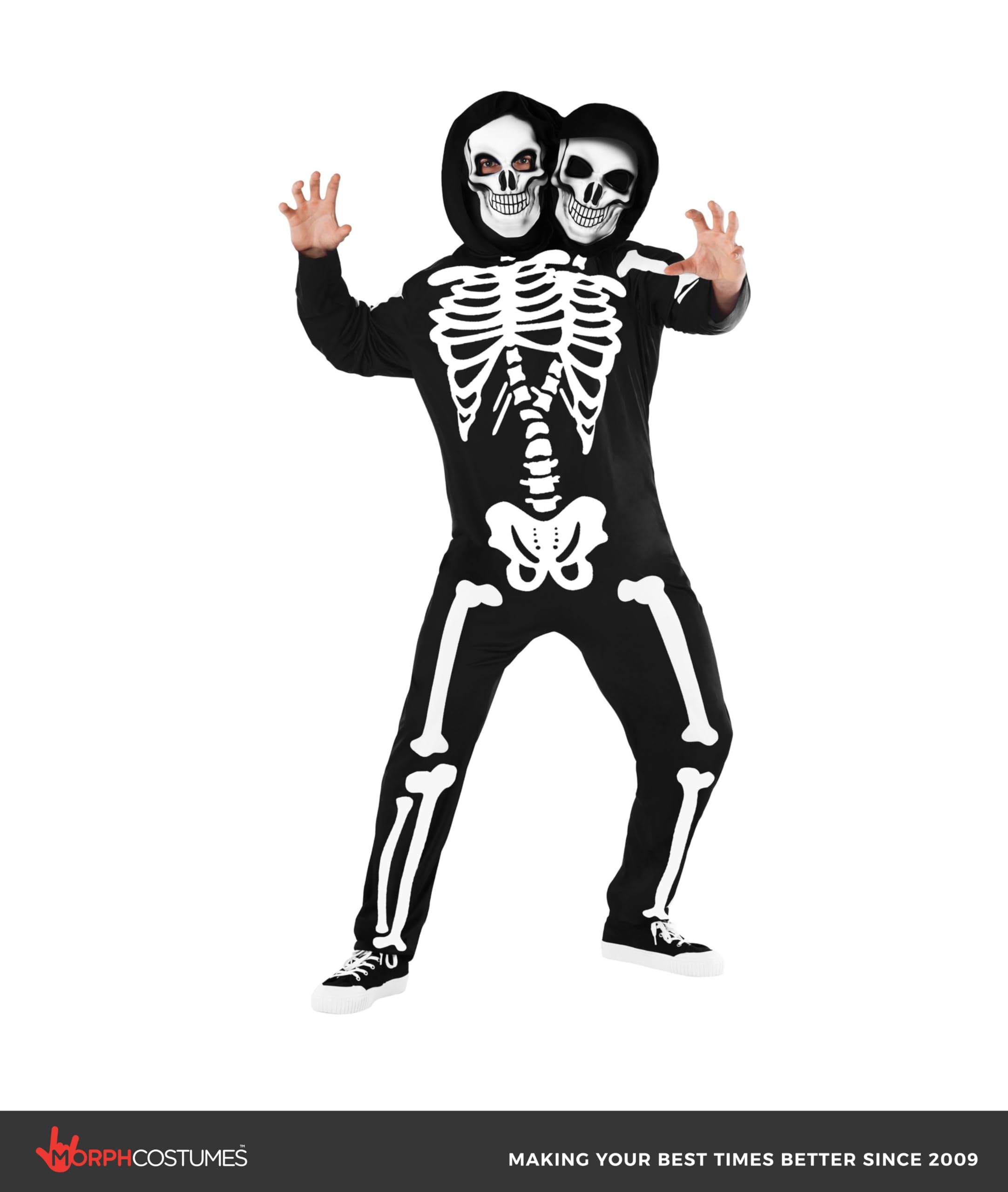 Morph Adult Skeleton Costume - 2-headed Mens Skeleton Costume for Adults - Image 6