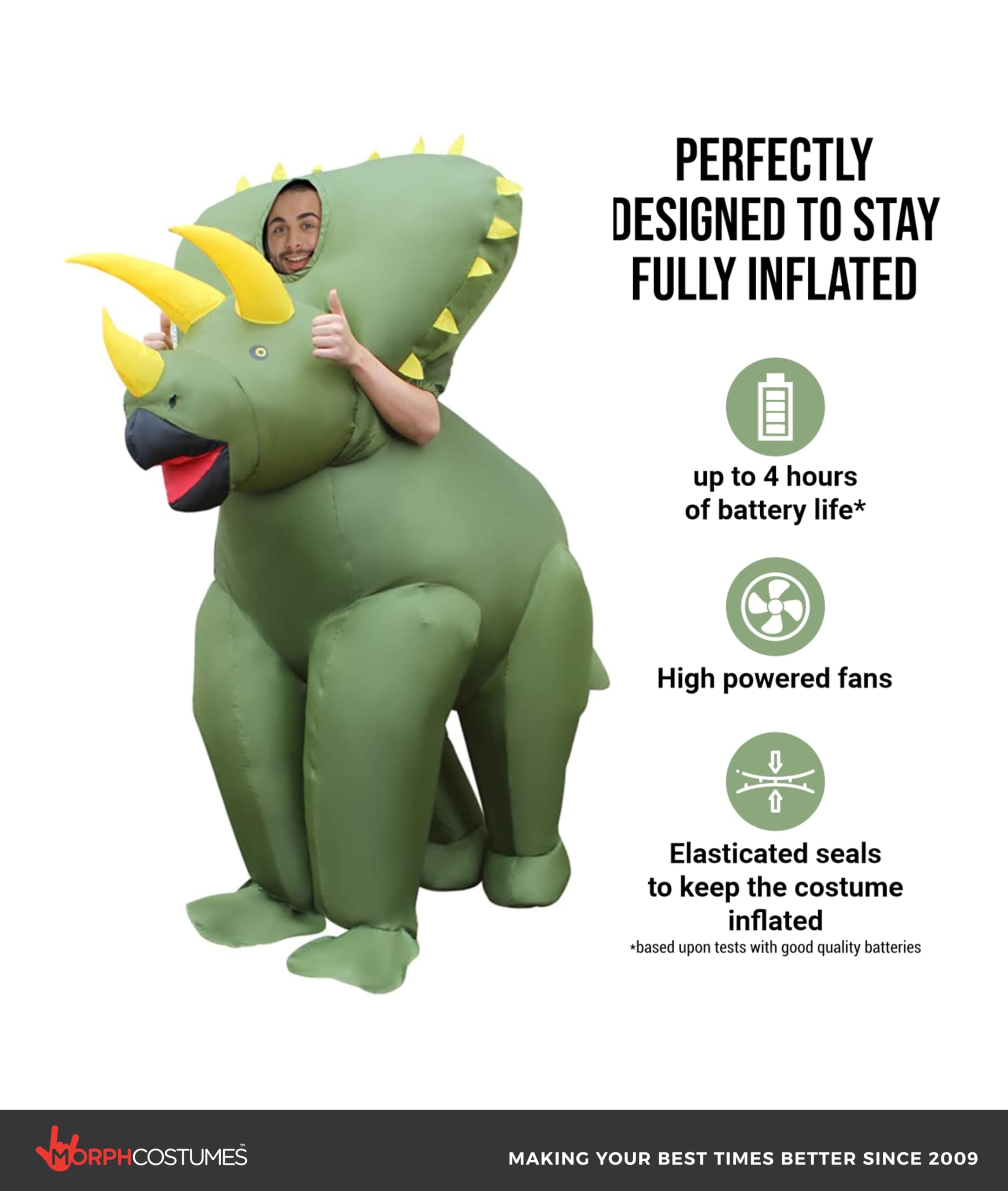 Morph Adult Triceratops Inflatable Costume - Image 2
