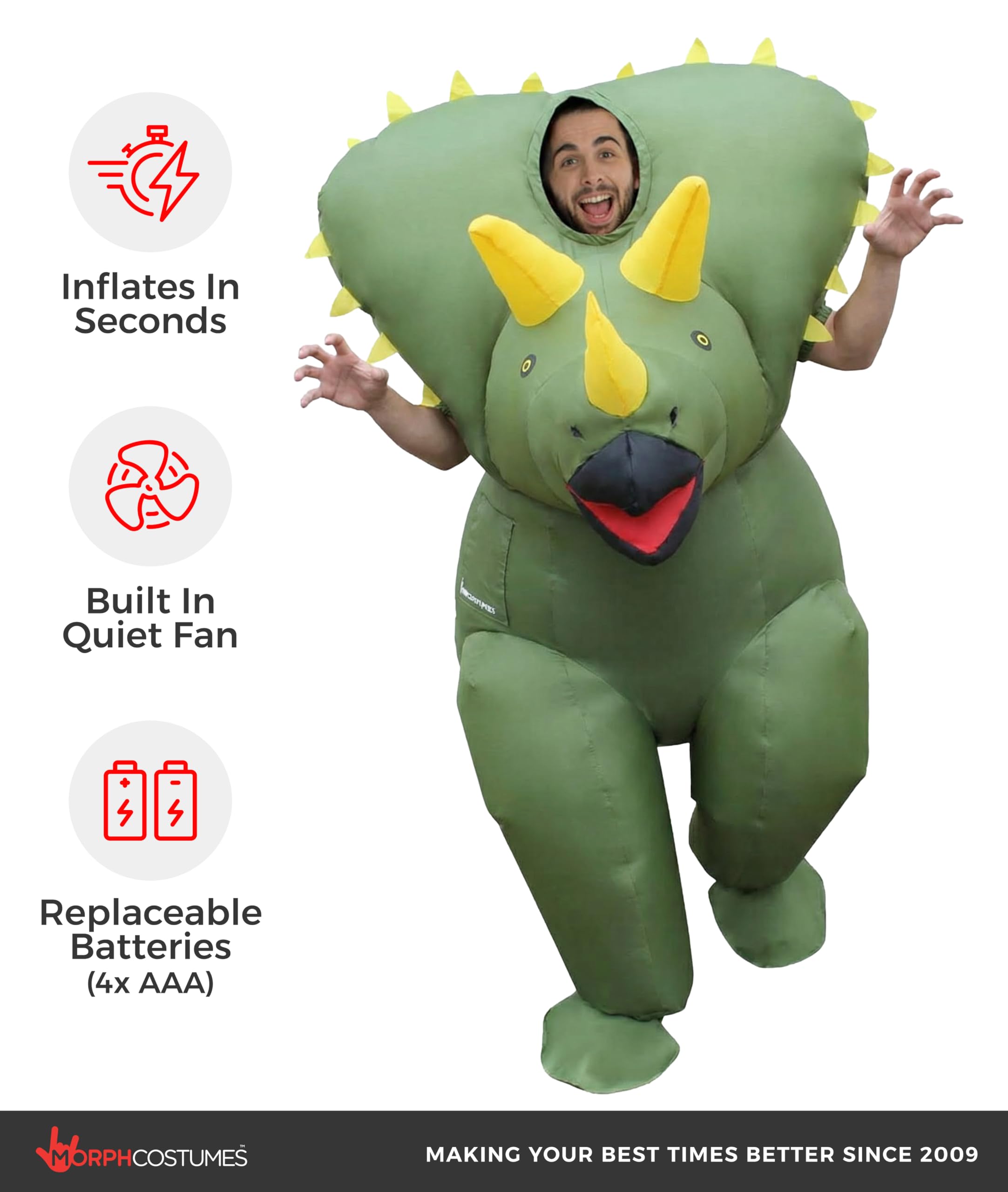 Morph Adult Triceratops Inflatable Costume - Image 3