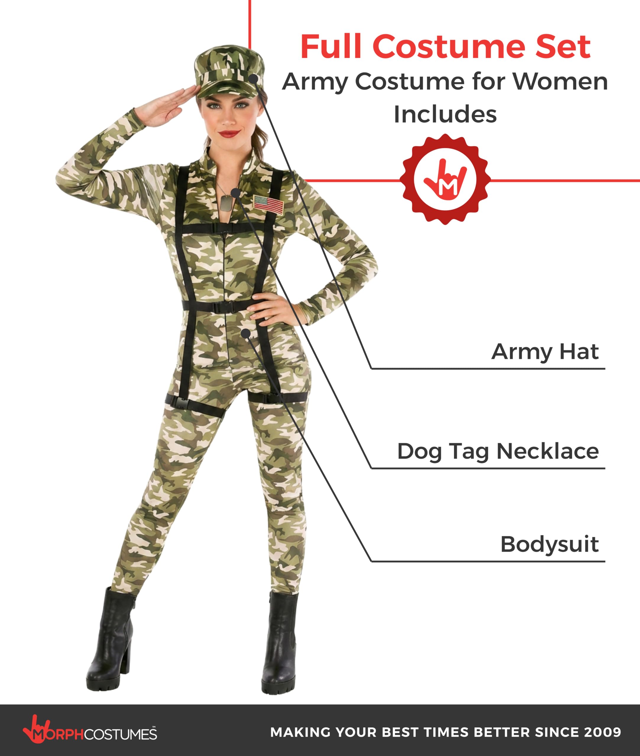 Morph Army Costume Women, Camo Womens Costume, Swat Halloween Costumes For Women, Womens Halloween Costumes - Image 2