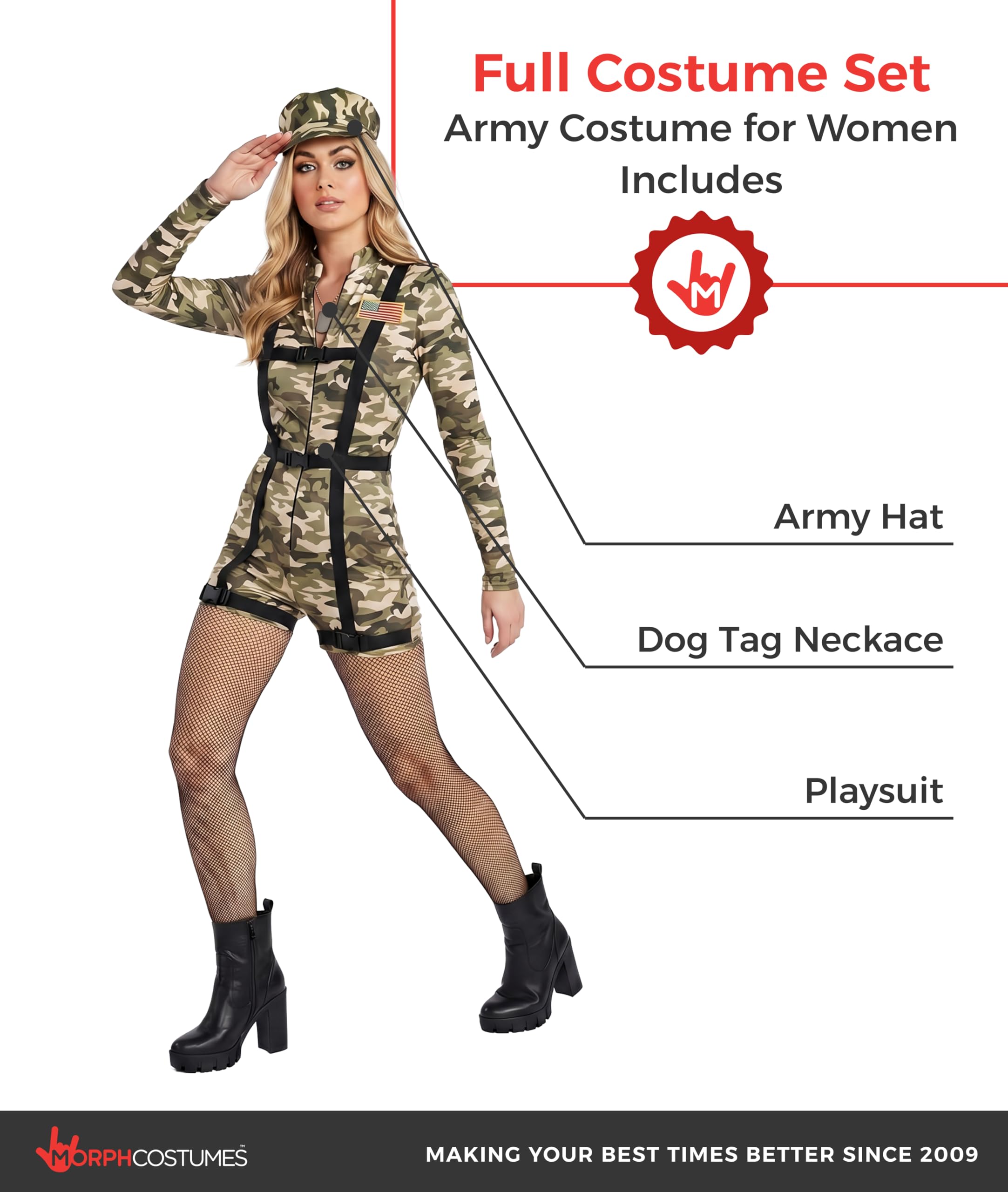 Morph Army Costume Women, Military Costume Women, Womens Halloween Costumes, Army Costumes For Adults - Image 2