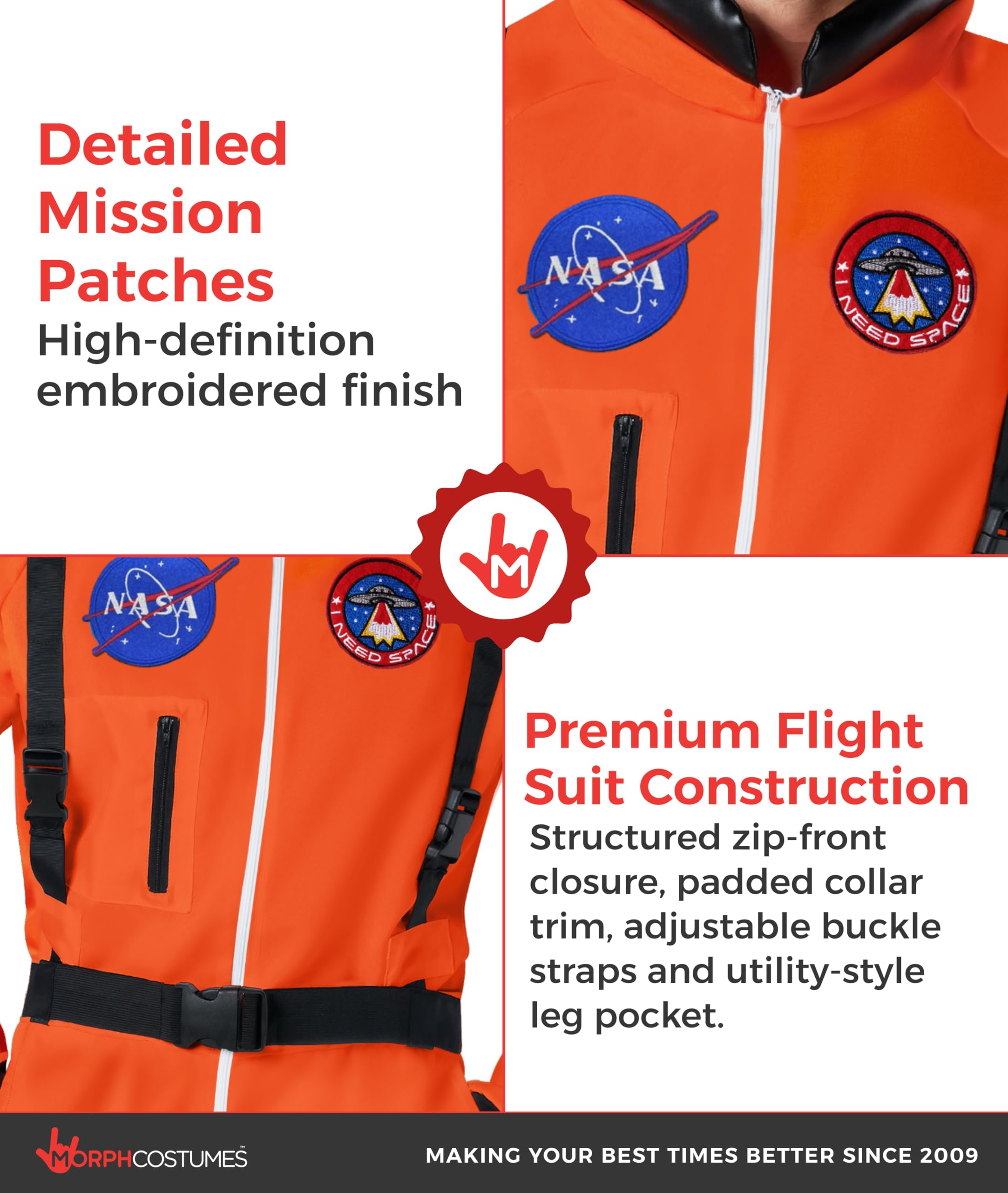 Morph Astronaut Costume Adult, Space Suit Men, Mens Halloween Costume Astronaut Suits, Nasa Costumes Adult - Image 3