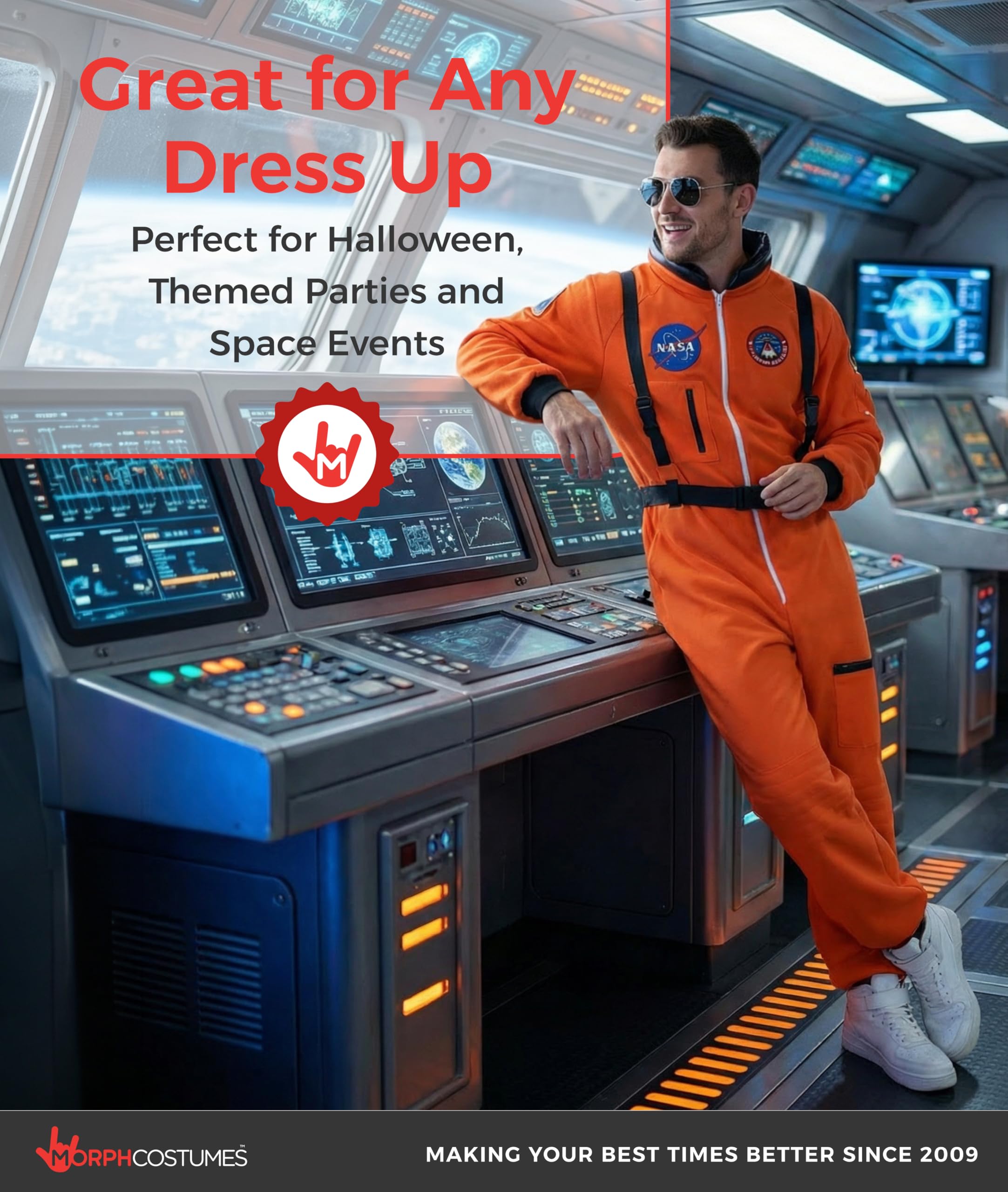 Morph Astronaut Costume Adult, Space Suit Men, Mens Halloween Costume Astronaut Suits, Nasa Costumes Adult - Image 5