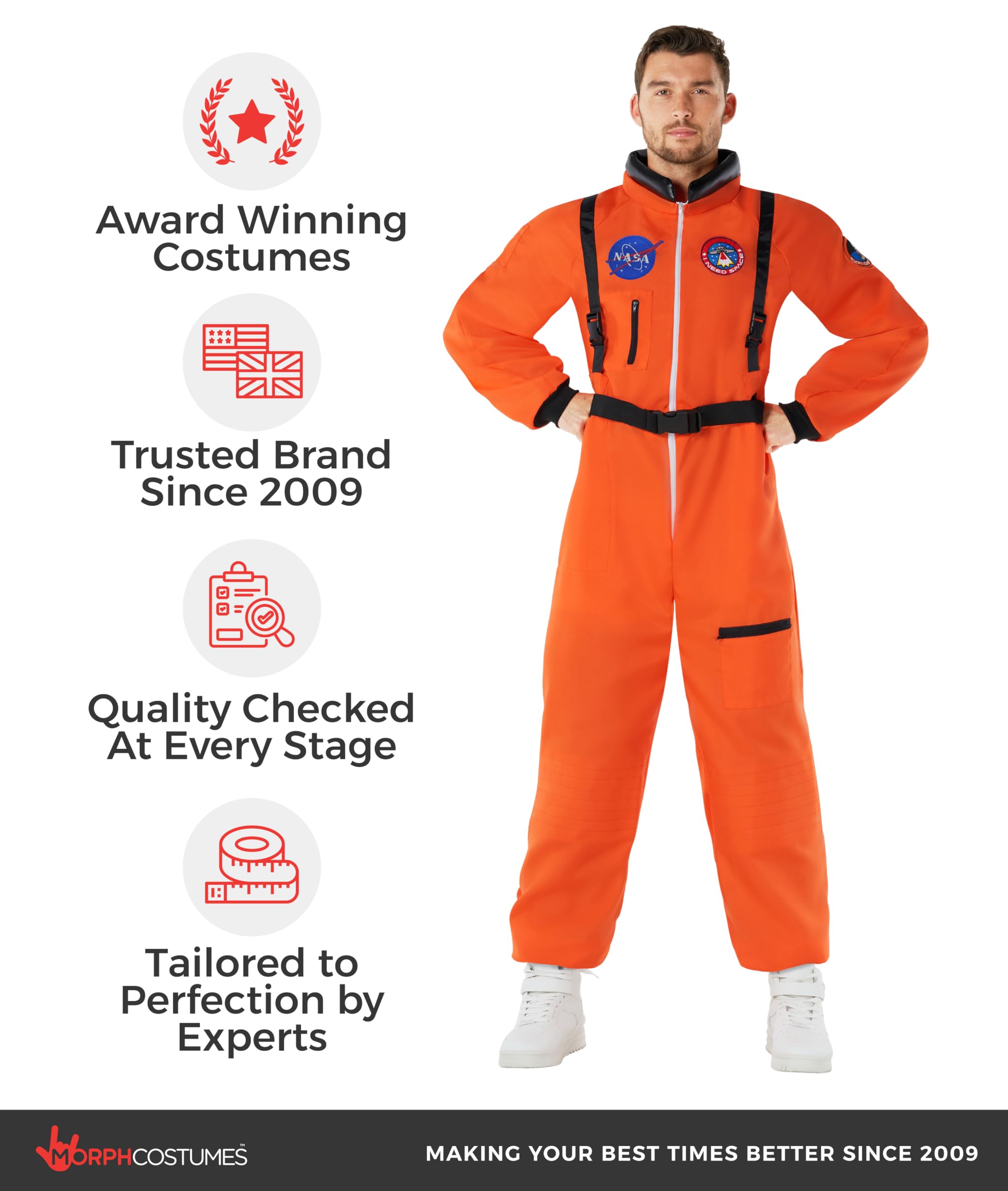 Morph Astronaut Costume Adult, Space Suit Men, Mens Halloween Costume Astronaut Suits, Nasa Costumes Adult - Image 6