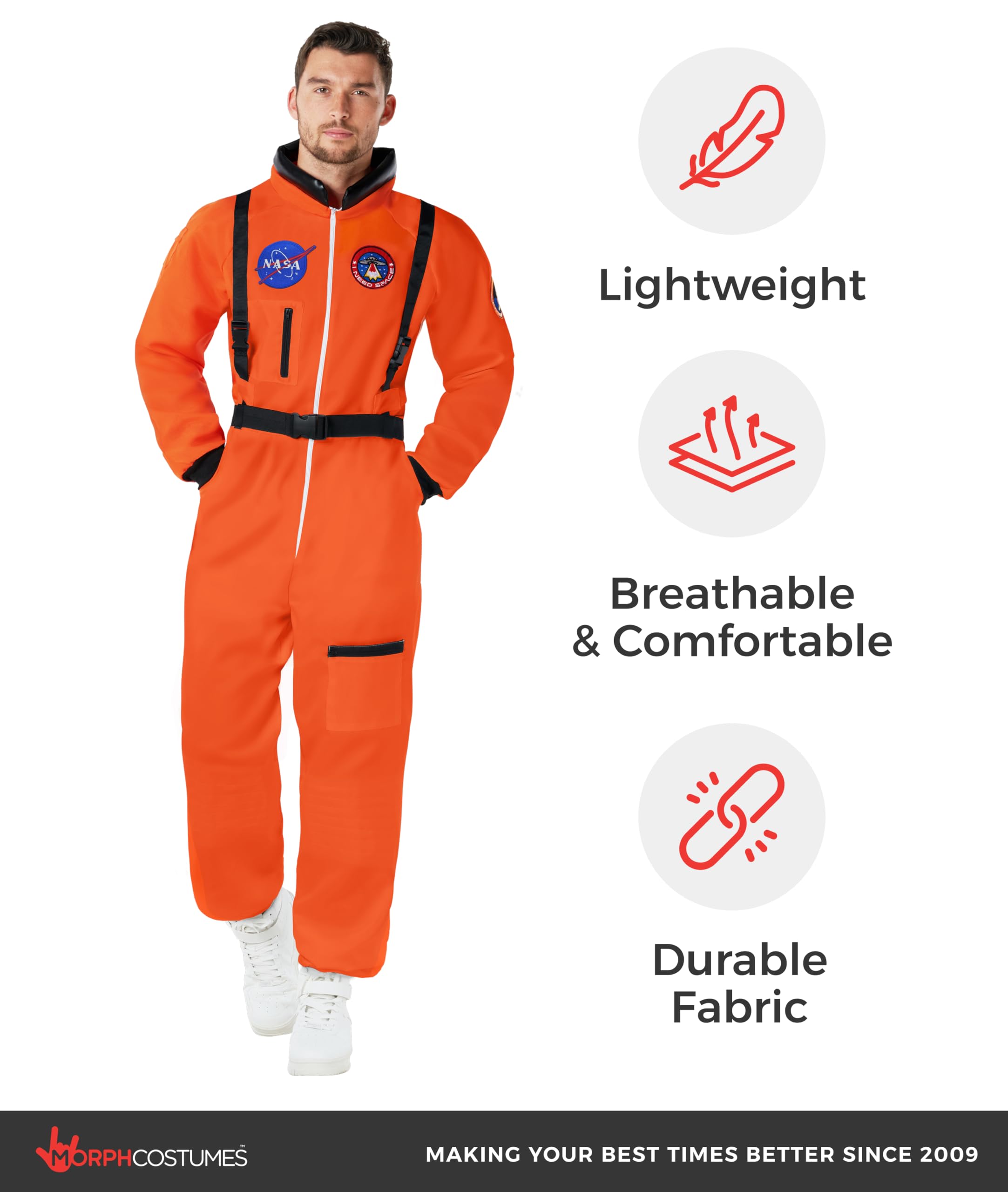 Morph Astronaut Costume Adult, Space Suit Men, Mens Halloween Costume Astronaut Suits, Nasa Costumes Adult - Image 7