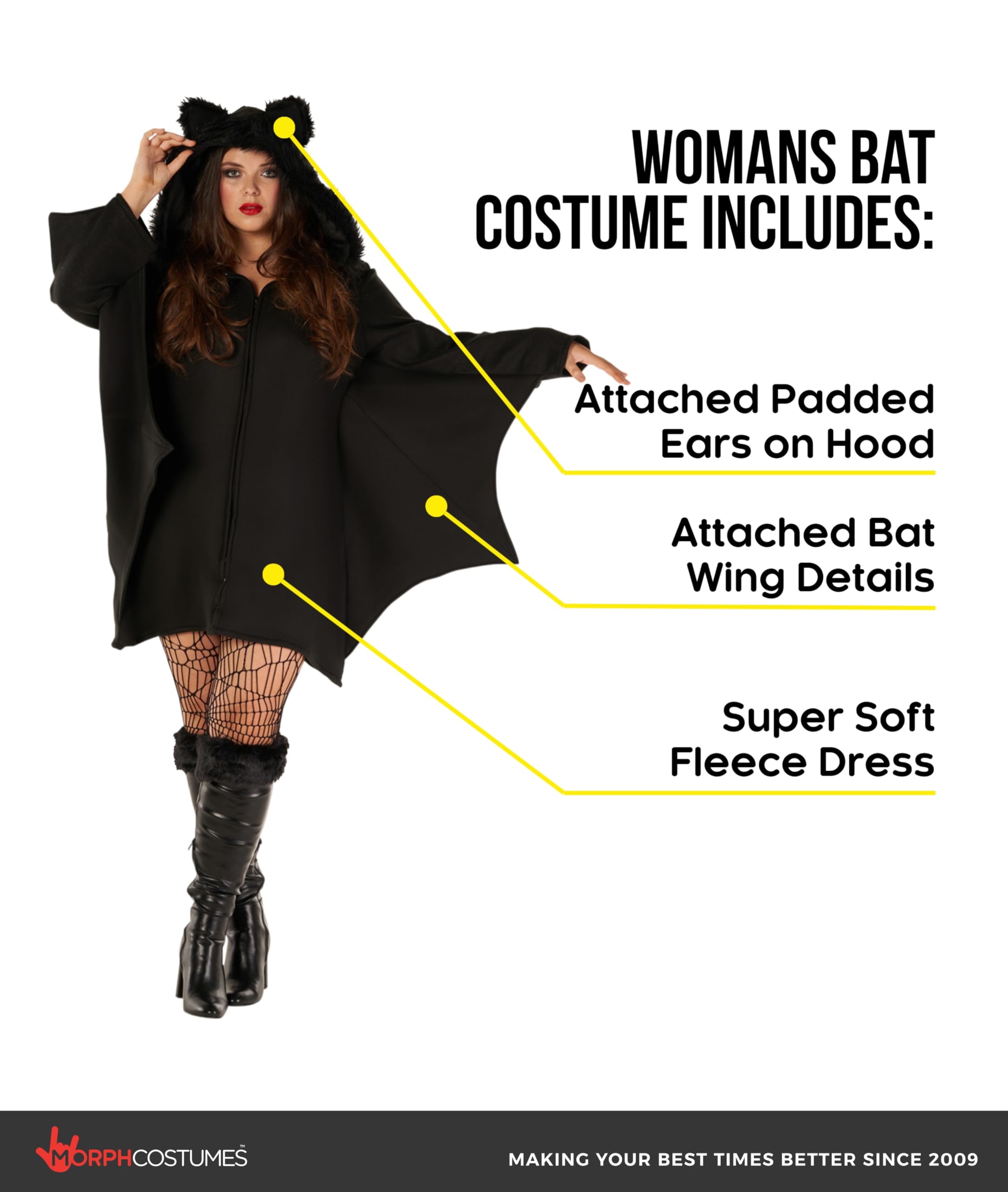 Morph - Bat Costume Adult Women, Bat Wings Costume Plus Size, Halloween Costumes For Women, Halloween Costumes 2025 - Image 2