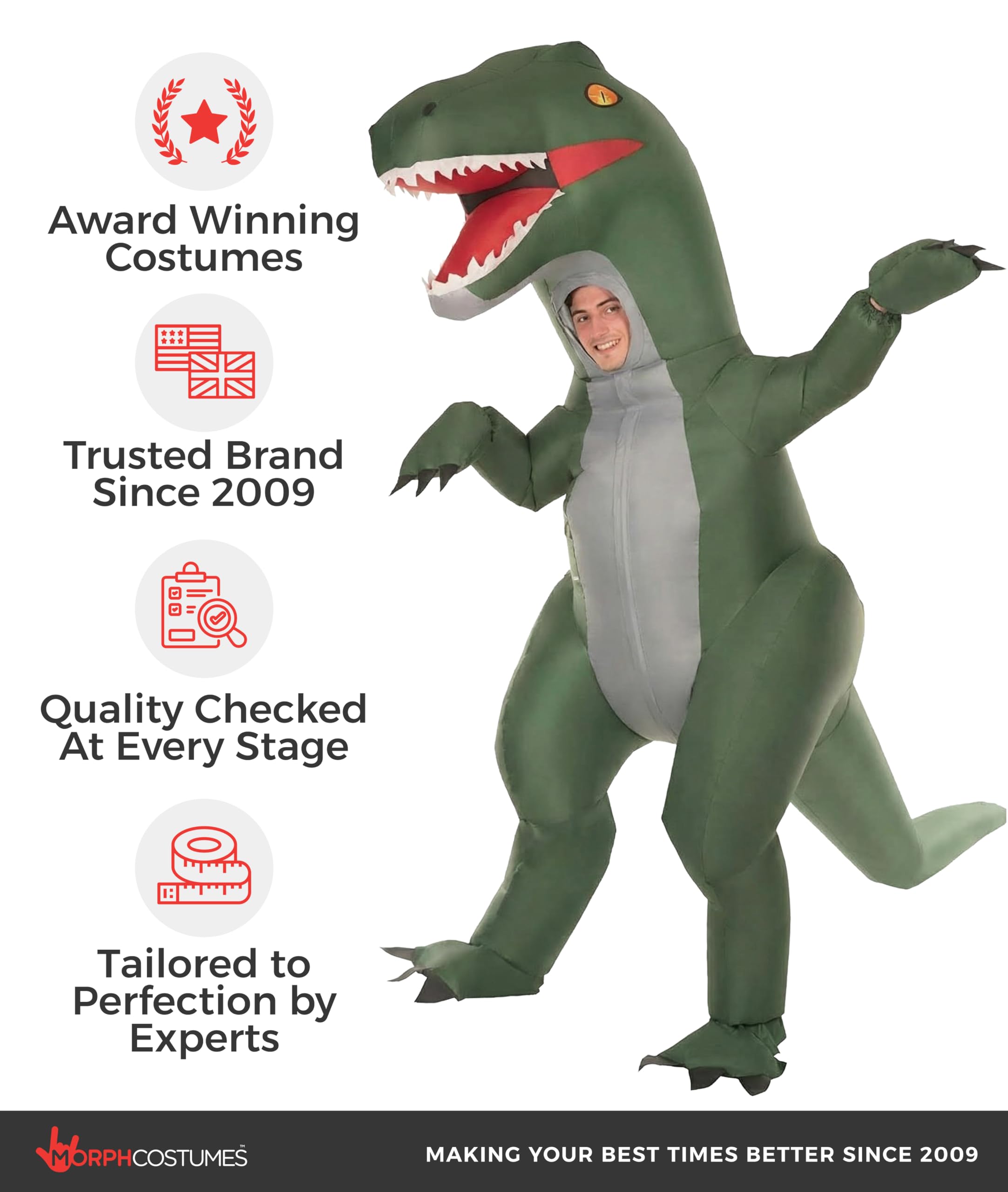 Morph Blow Up Velociraptor Costume, Inflatable Dinosaur Costume Adult, Blow Up Dinosaur Costume Adult - Image 5