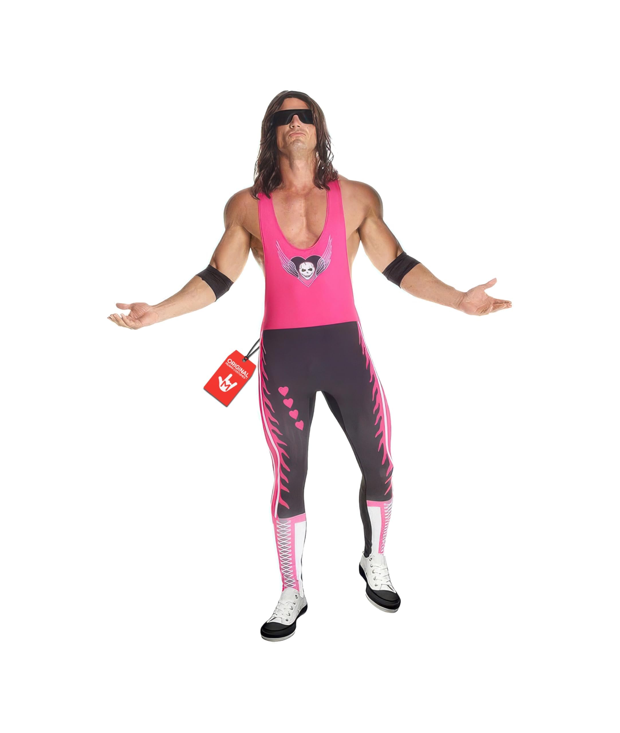 Morph Bret Hart Costume, Bret the Hitman Hart WWE Costume Adult, Wrestling Costumes for Men, WWE Costumes for Men