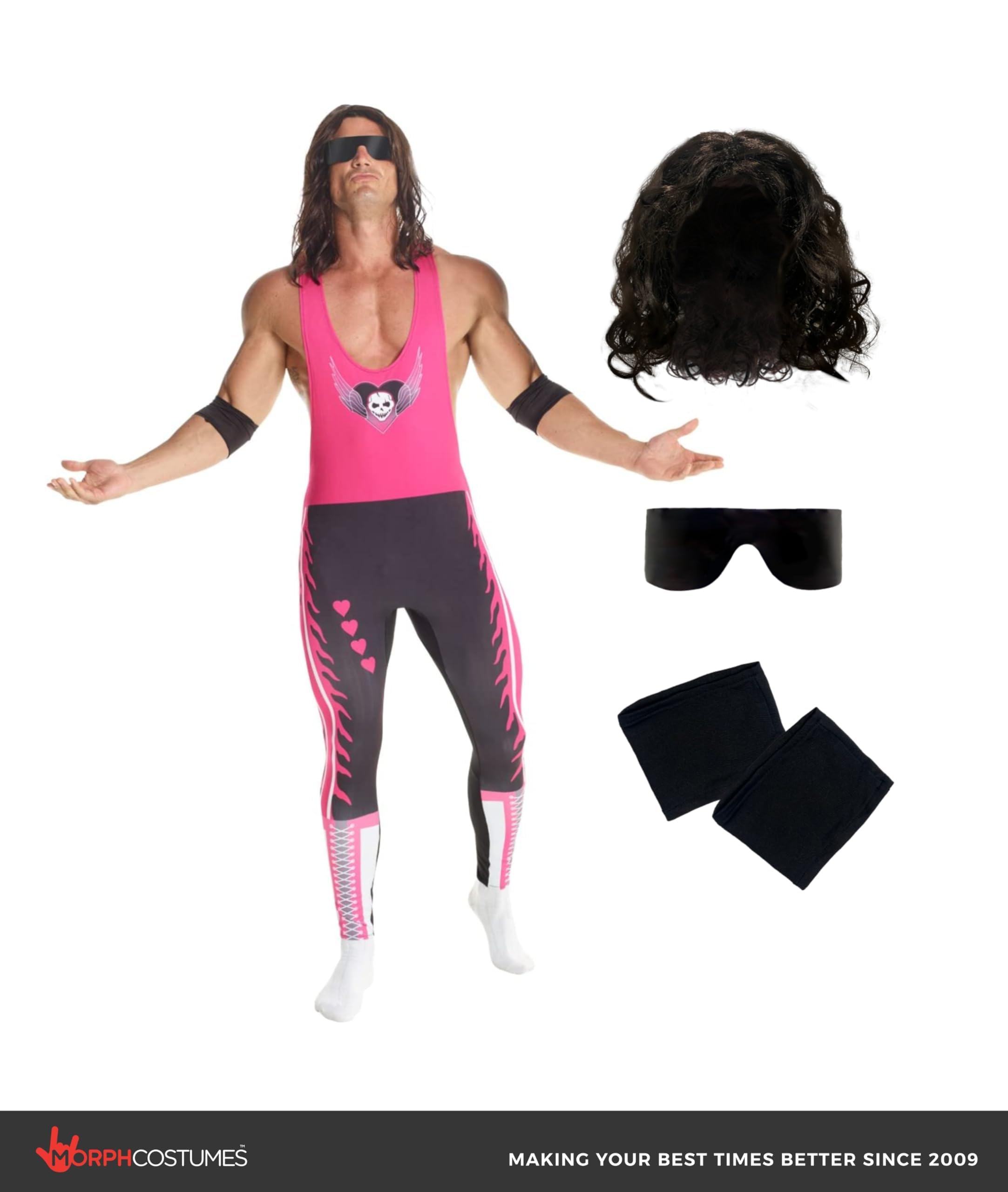 Morph Bret Hart Costume, Bret the Hitman Hart WWE Costume Adult, Wrestling Costumes for Men, WWE Costumes for Men - Image 4