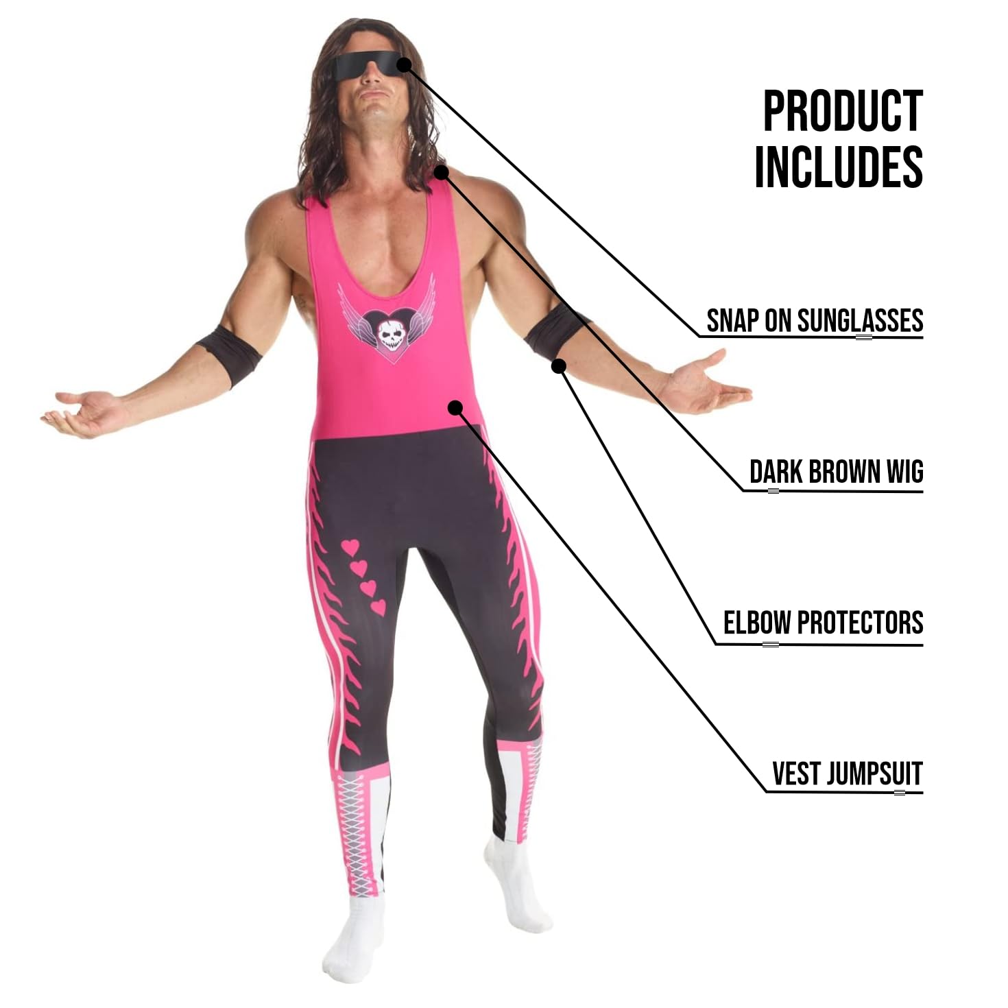 Morph Bret Hart Costume, Bret the Hitman Hart WWE Costume Adult, Wrestling Costumes for Men, WWE Costumes for Men - Image 7