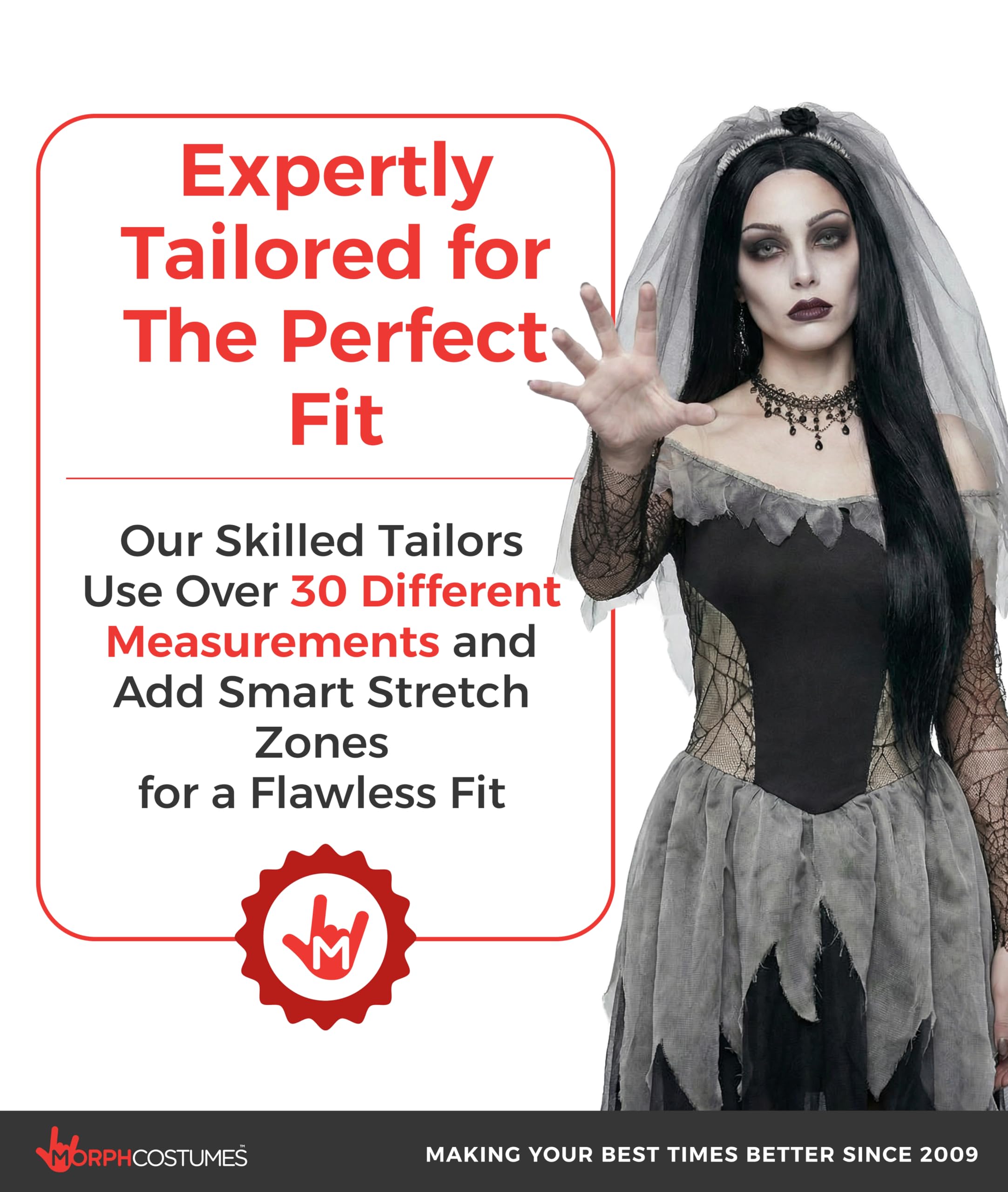 Morph Corpse Bride Costume for Women, Zombie Bride Costume Women, Womens Halloween Costumes - Image 4