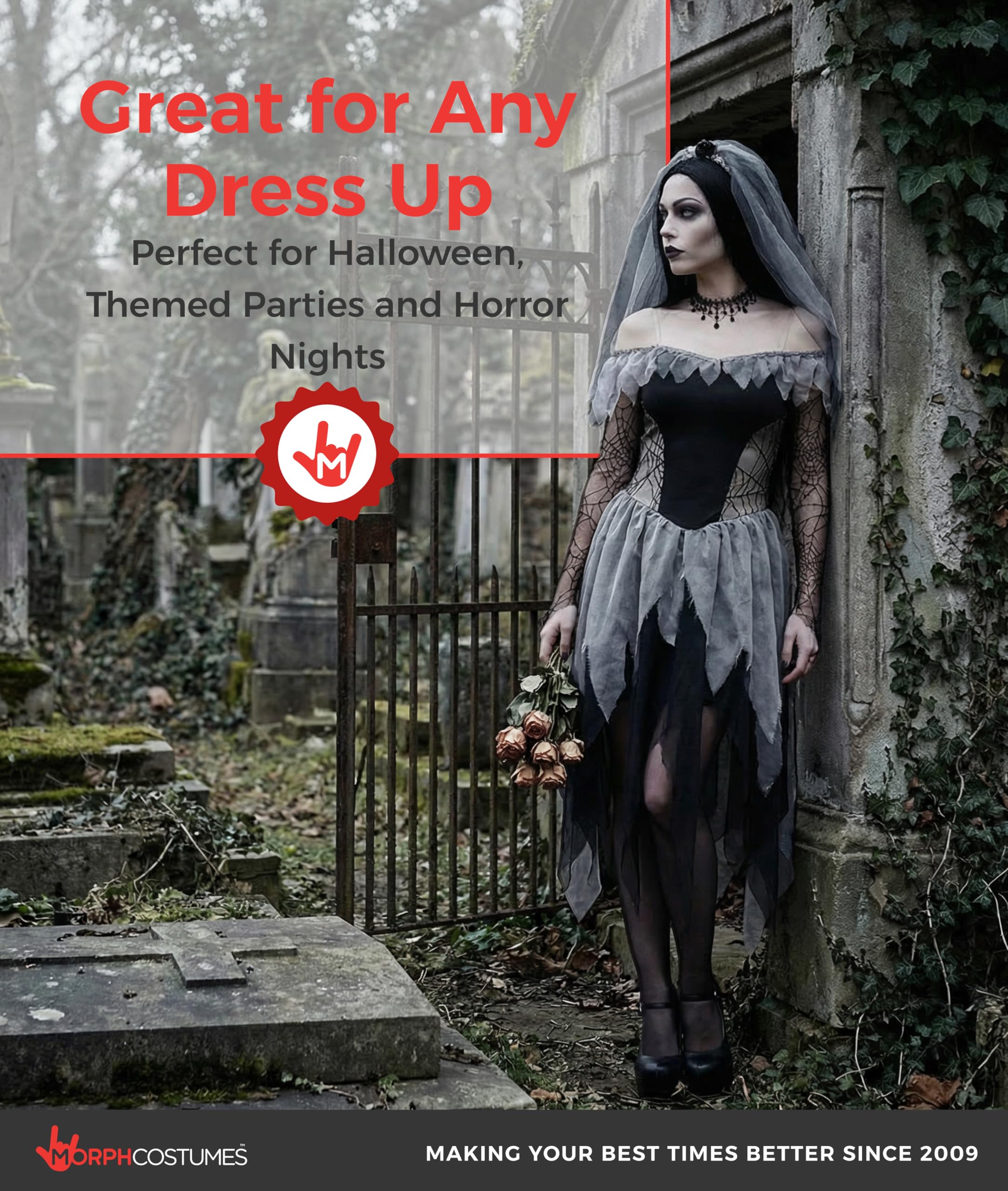 Morph Corpse Bride Costume for Women, Zombie Bride Costume Women, Womens Halloween Costumes - Image 6