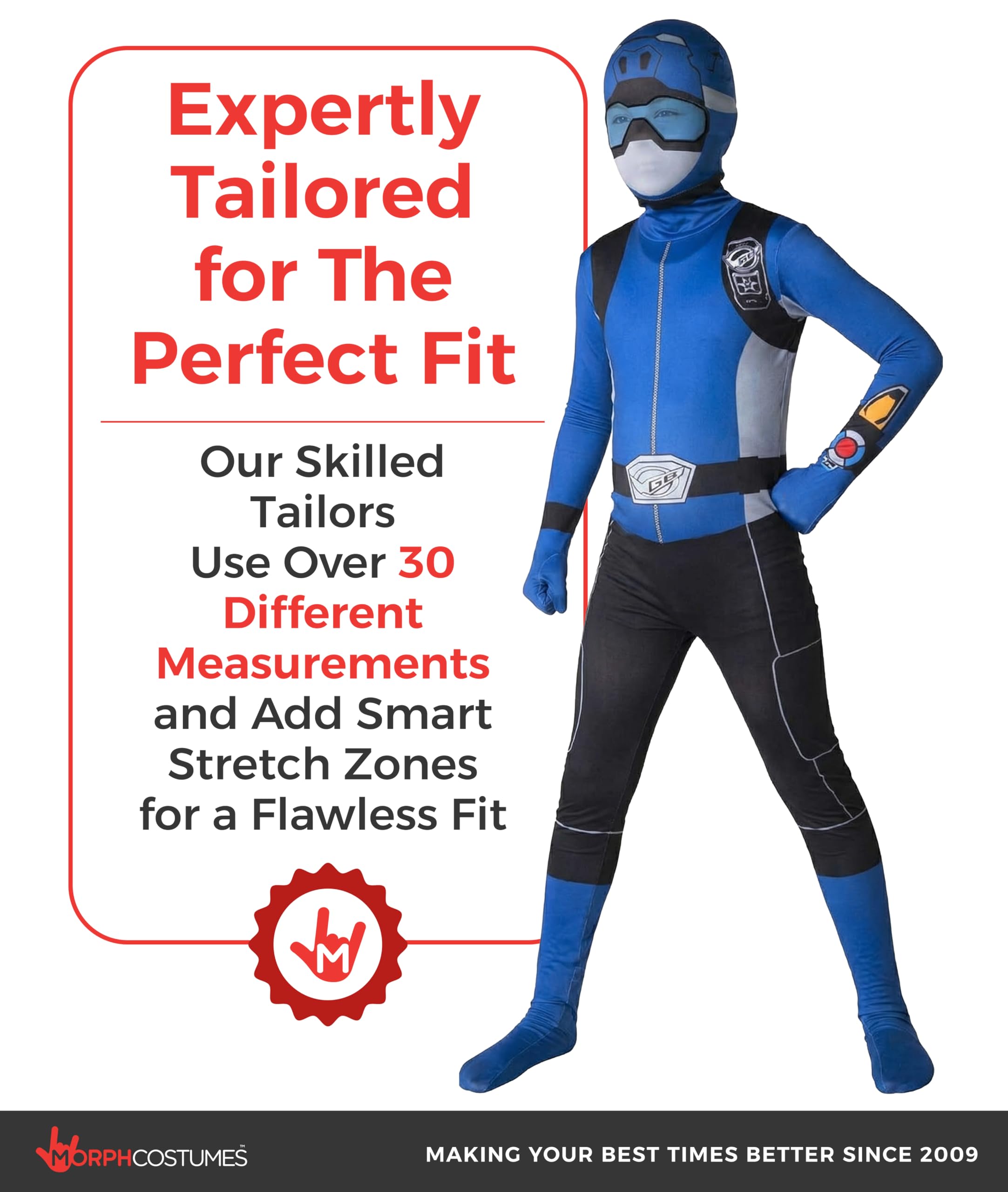 Morph Costumes Blue Power Ranger Costume Kids Halloween Costumes Medium - Image 3