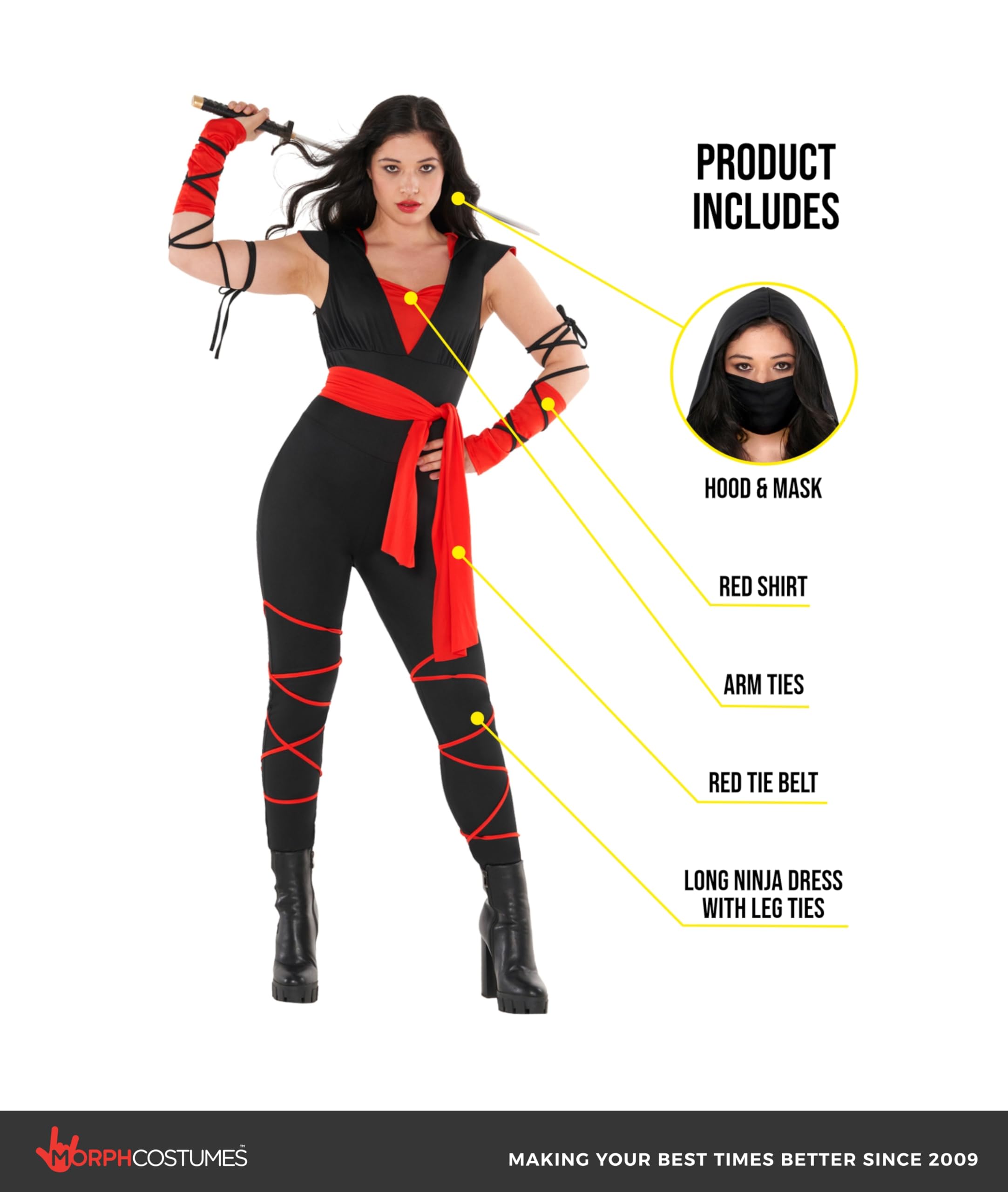Morph Costumes Women's Ninja Costume - Adult Halloween Costume for Women - Perfect for Halloween Parties and Events - Image 2