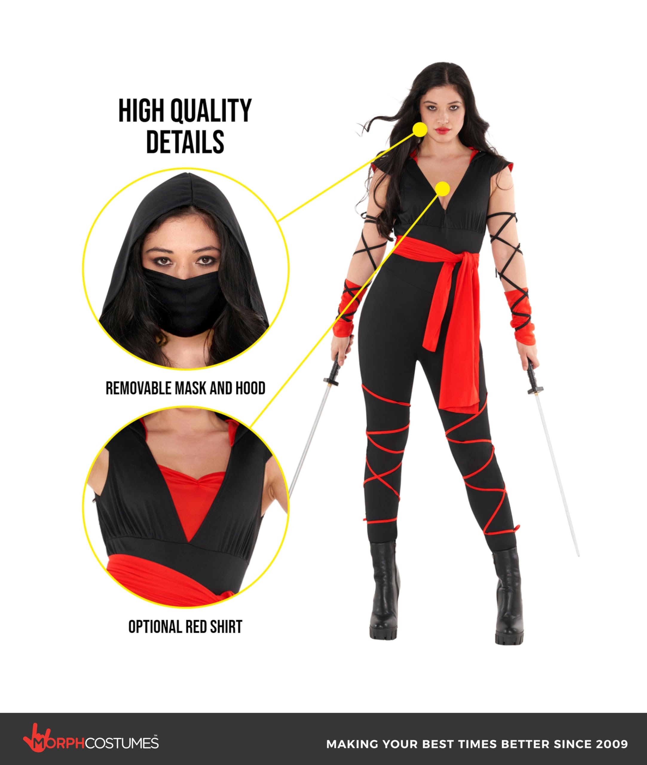 Morph Costumes Women's Ninja Costume - Adult Halloween Costume for Women - Perfect for Halloween Parties and Events - Image 3