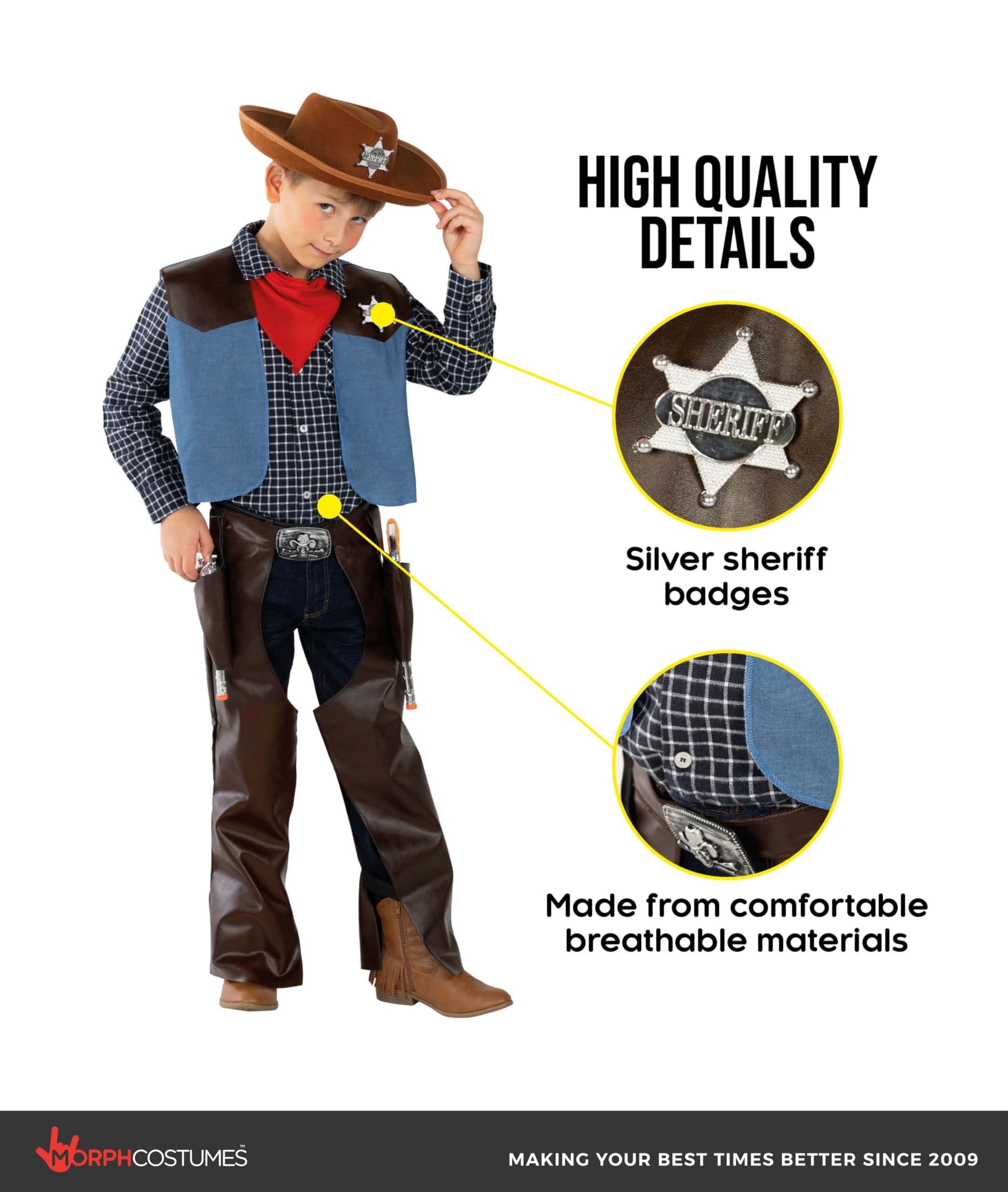 Morph Cowboy Costume For Boys, Cowboy Outfit For Boys, Cowboy Costume Kids, Boys Halloween Costume - Image 3